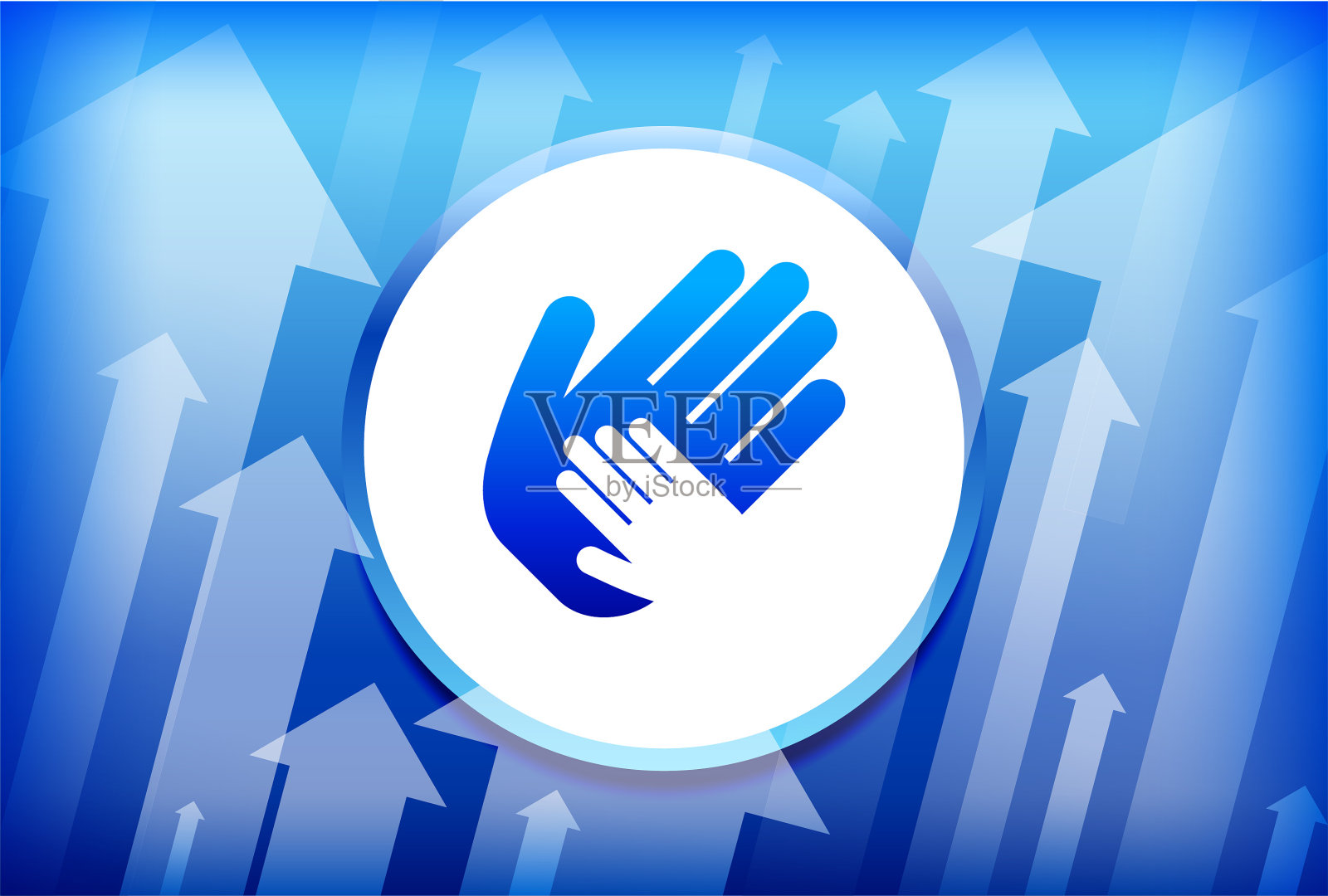 帮助儿童手部蓝色向上箭头背景插画图片素材