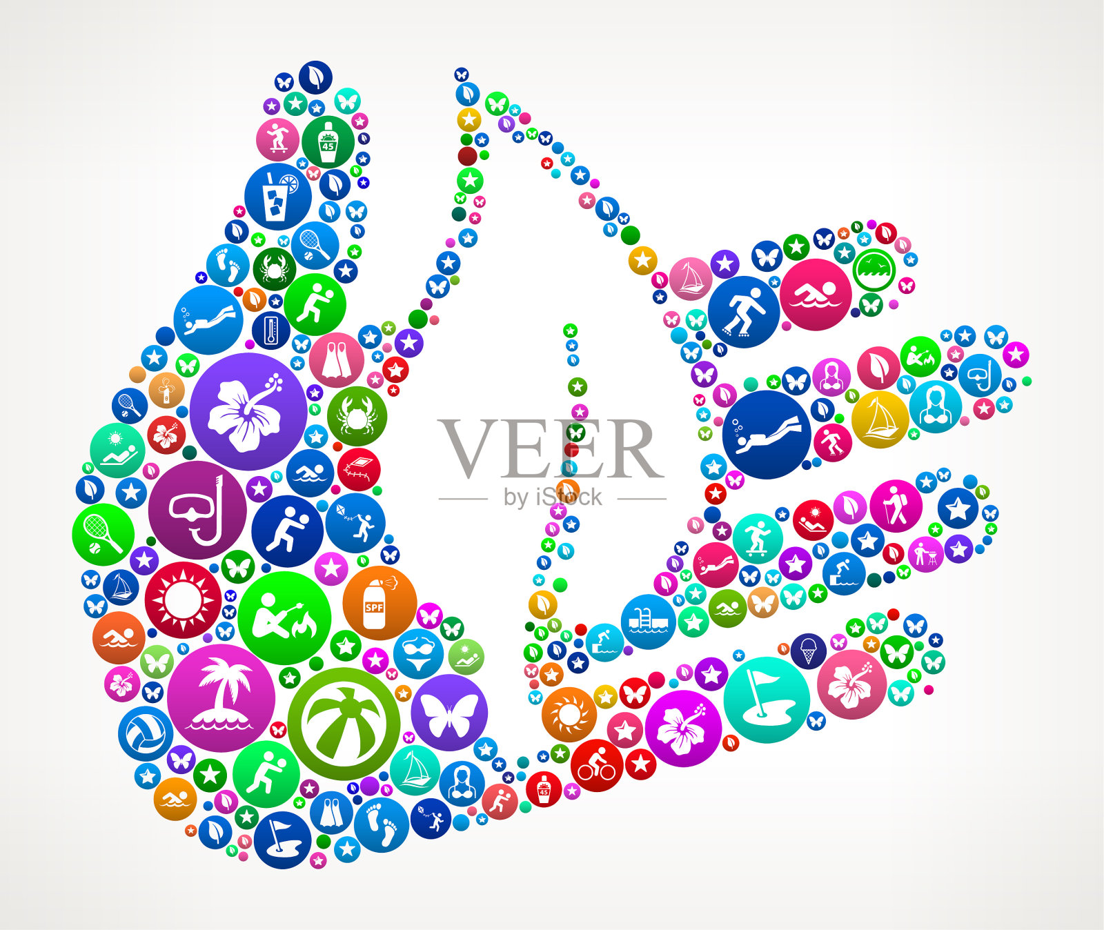 自然保护夏季彩色矢量图标图案插画图片素材