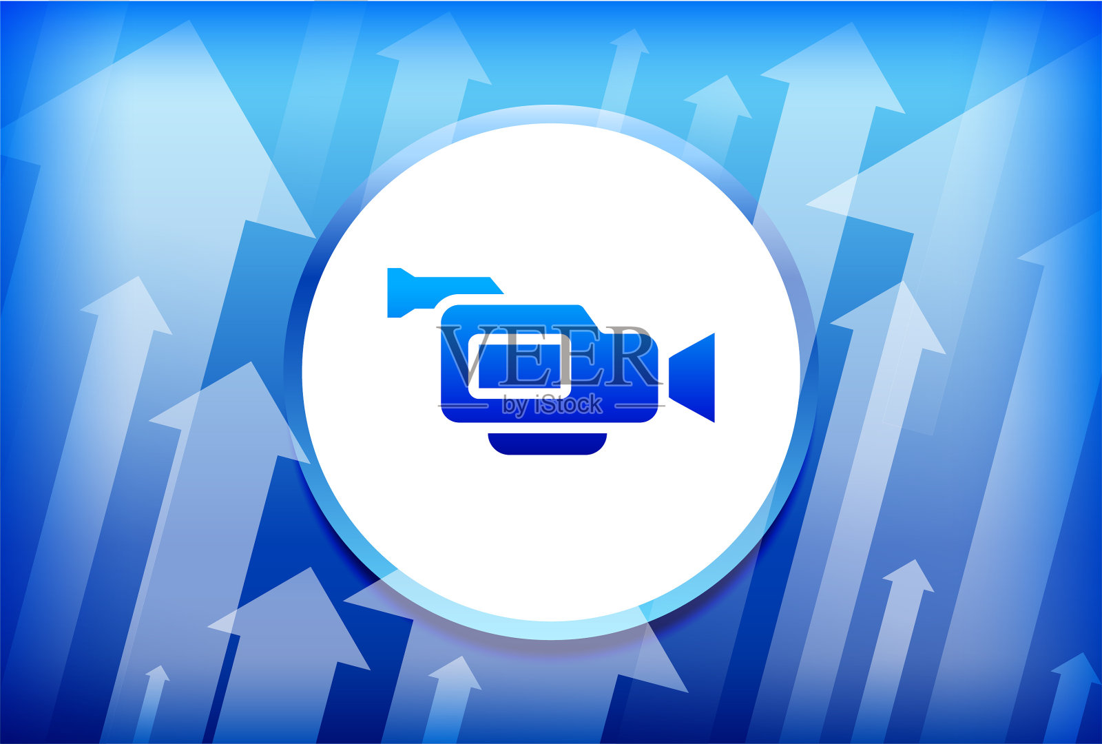 电影摄像机蓝色箭头背景插画图片素材