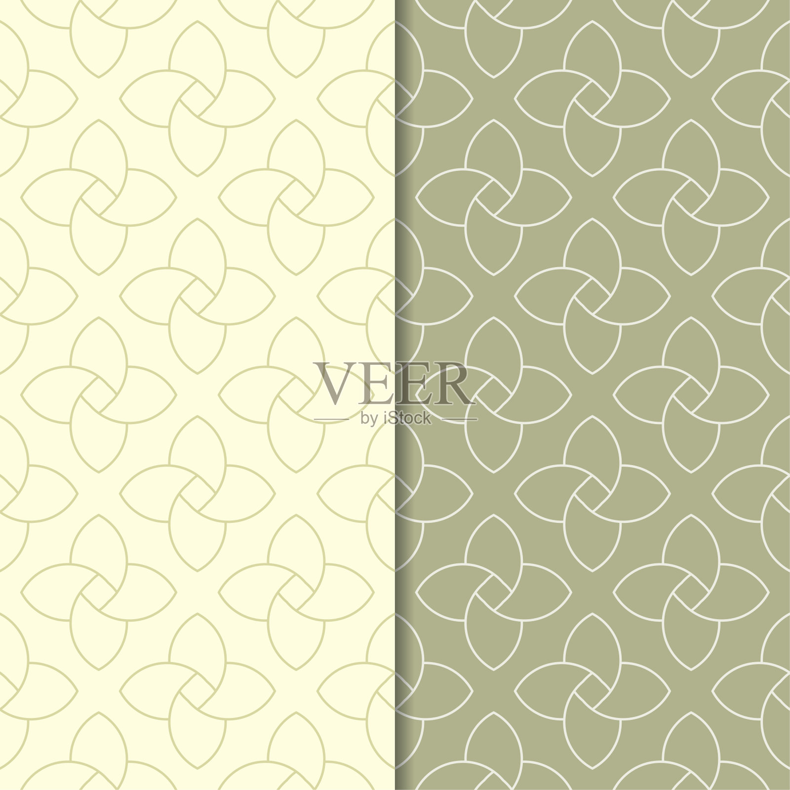 橄榄绿几何饰品。无缝模式集插画图片素材