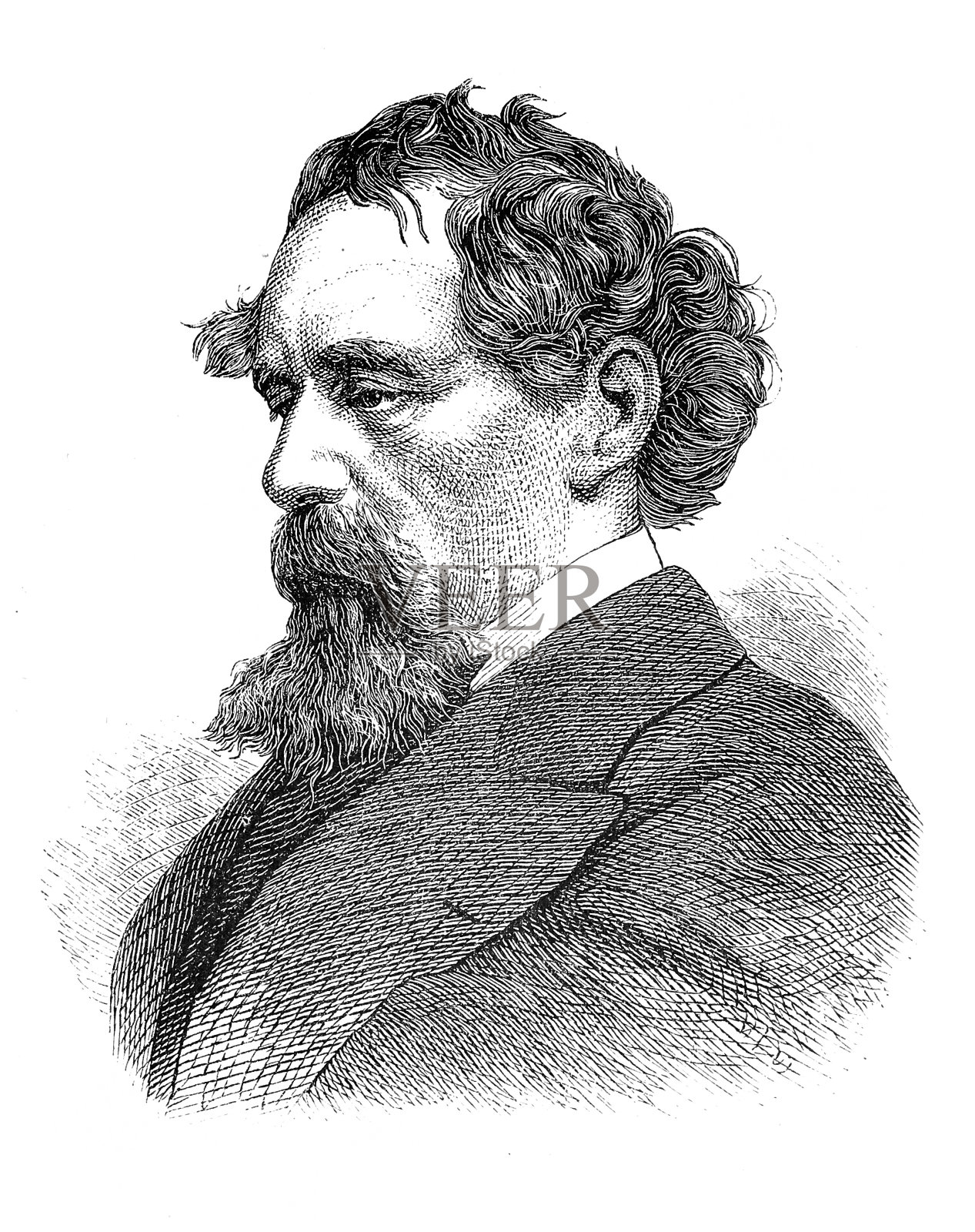 查尔斯·狄更斯插画图片素材