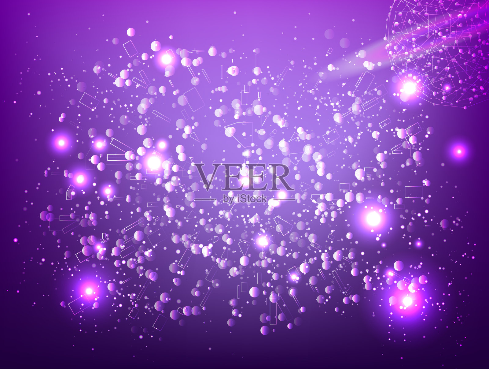 抽象技术空间星系。连接线和点。连接科学与技术。分子结构dna或神经元组成。点，线，和星星和宇宙的形状插画图片素材