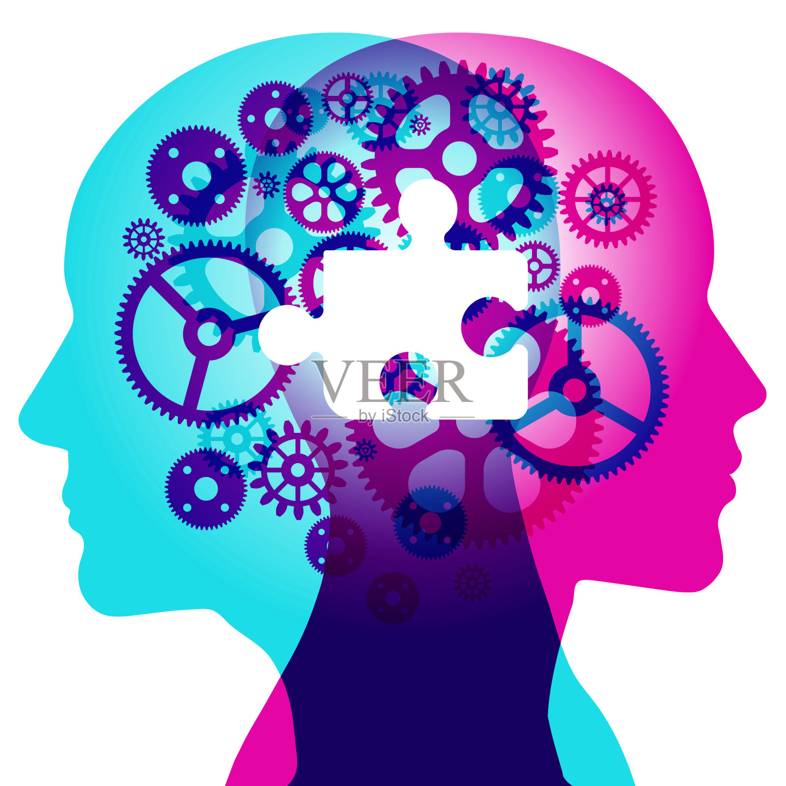 失踪的齿轮块插画图片素材