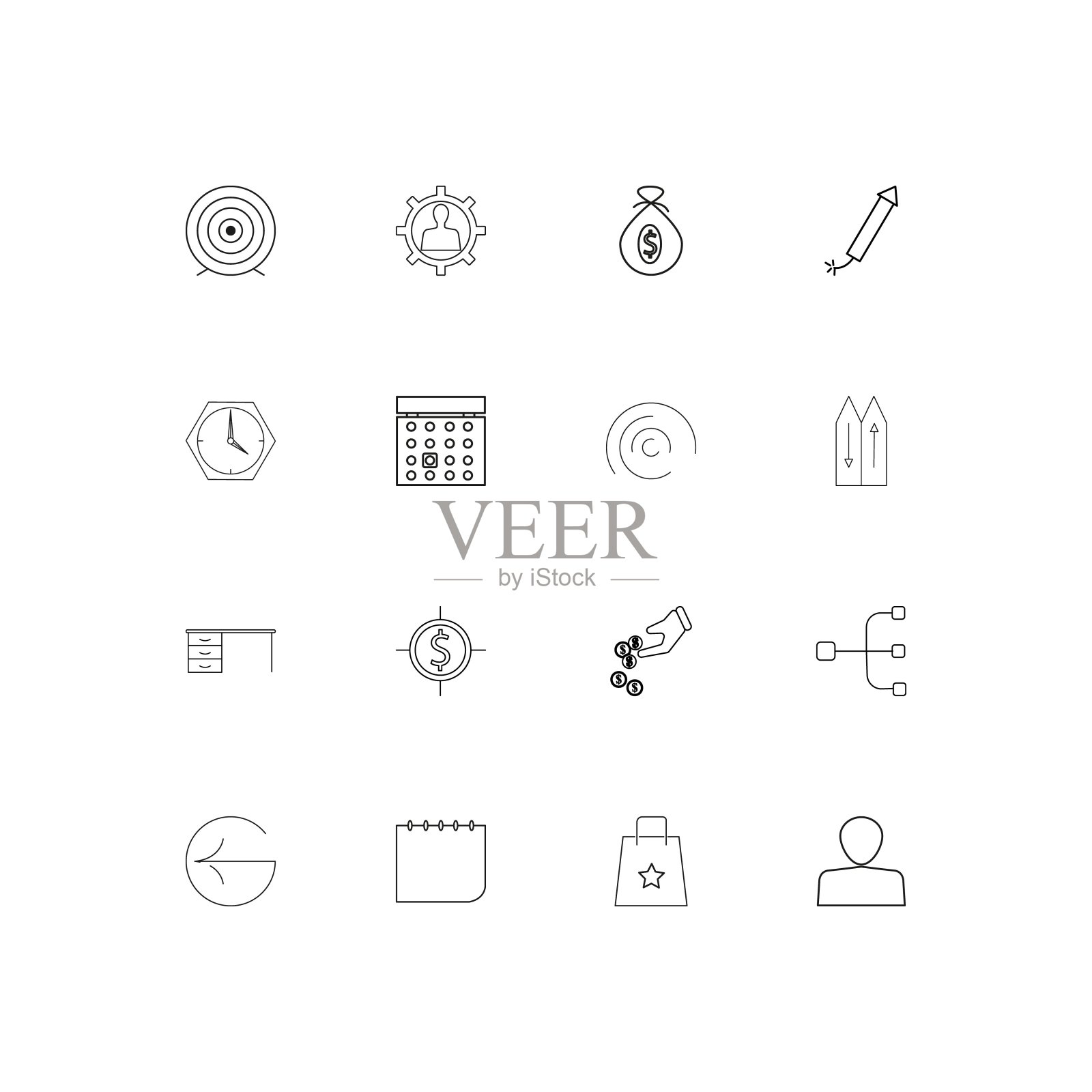 业务简单的线性图标集。概述了矢量图标图标素材