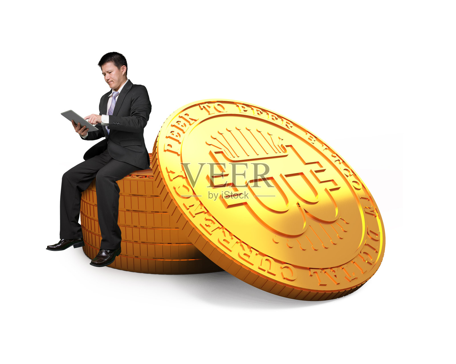 比特币挖矿概念、区块链技术、加密货币、电子虚拟货币。照片摄影图片