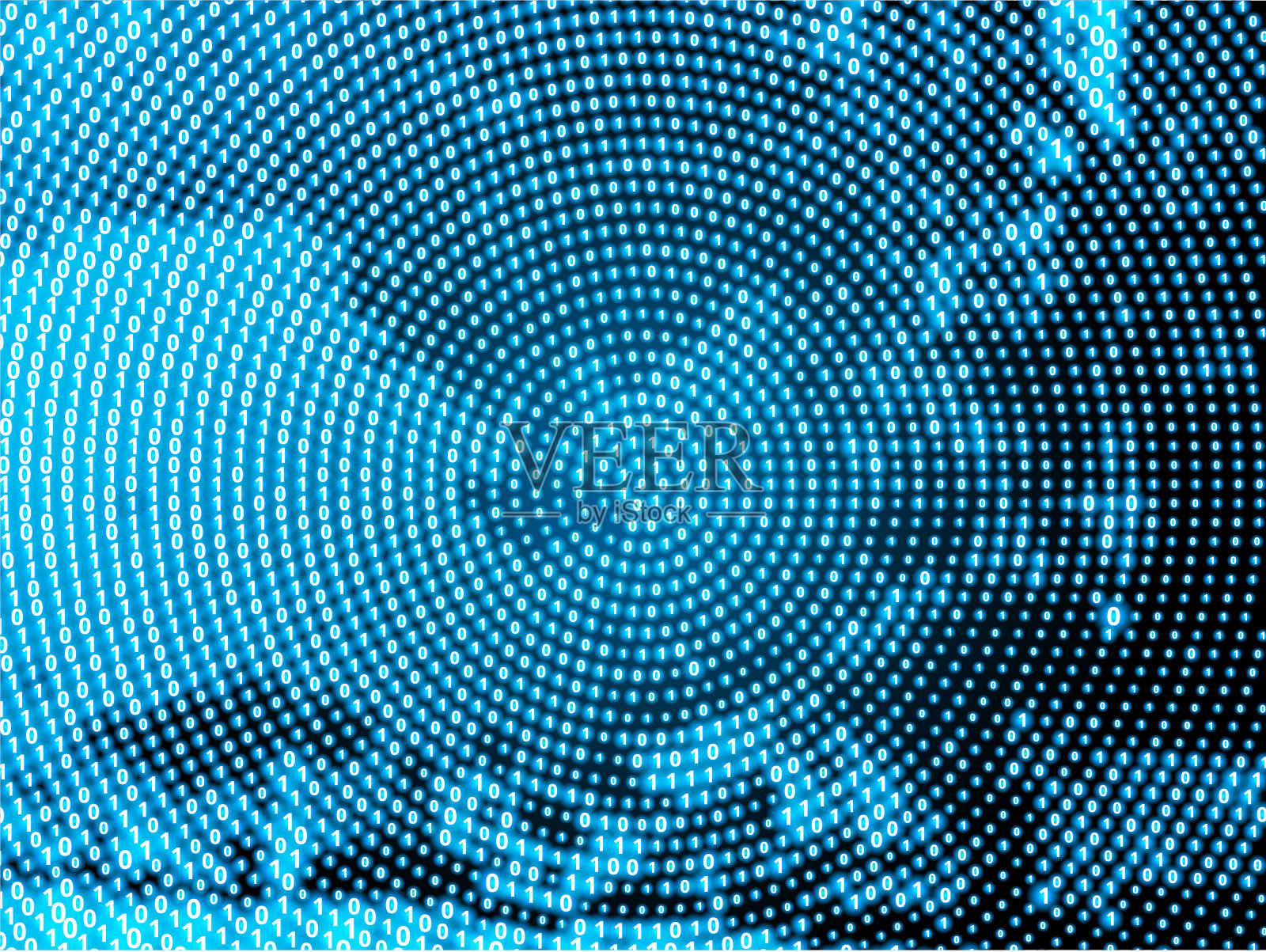 二进制零和一个圆形模式蓝色矢量背景插画图片素材