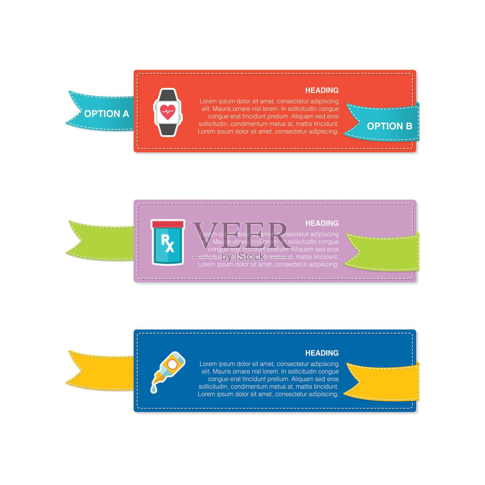 医疗保健图标在平面设计风格插画图片素材