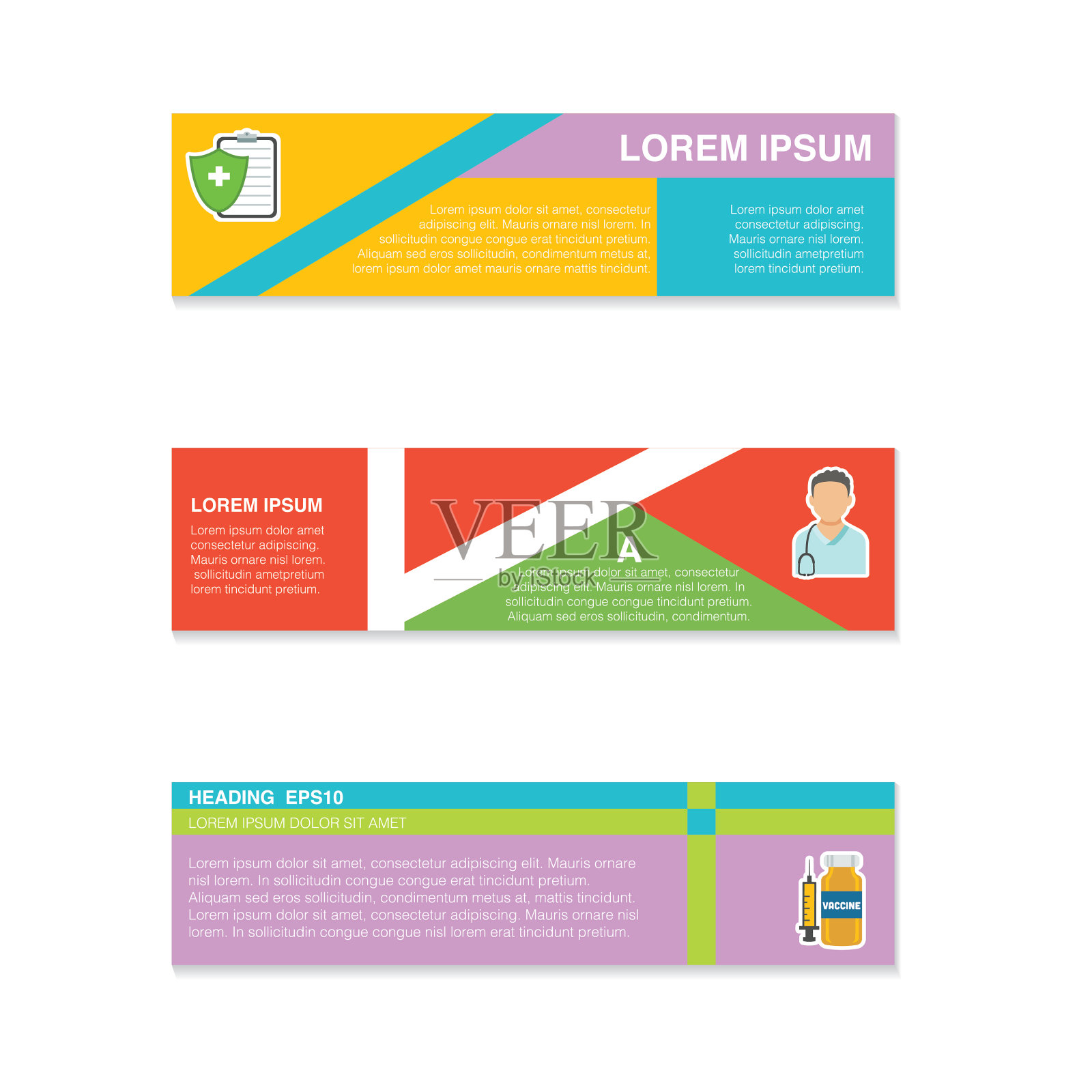 医疗保健图标在平面设计风格插画图片素材