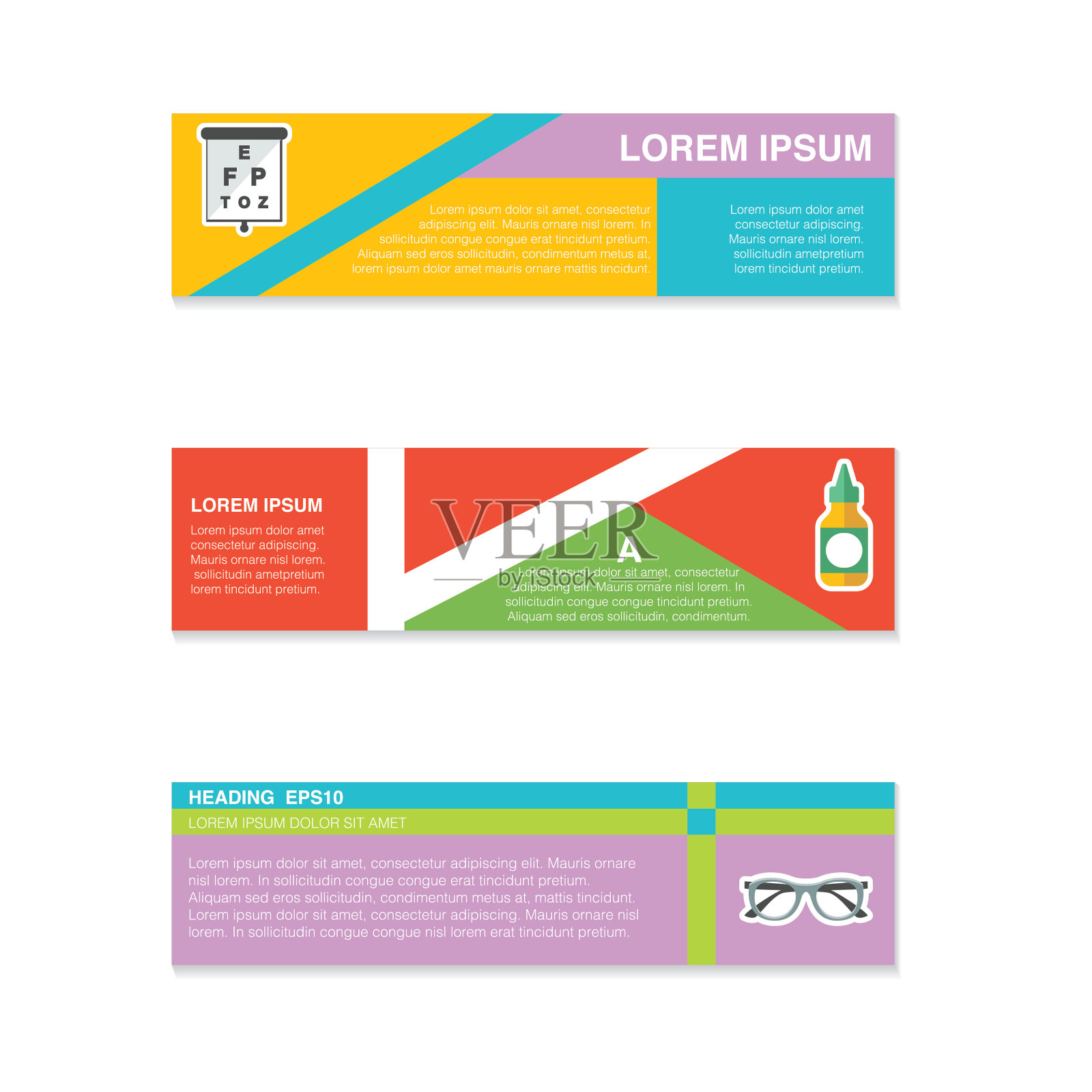 医疗保健图标在平面设计风格设计模板素材