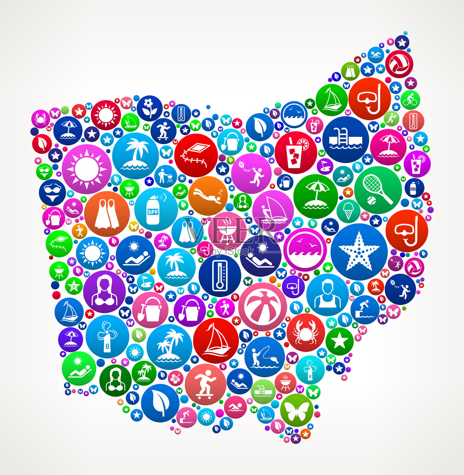 俄亥俄州暑假彩色图标图案插画图片素材