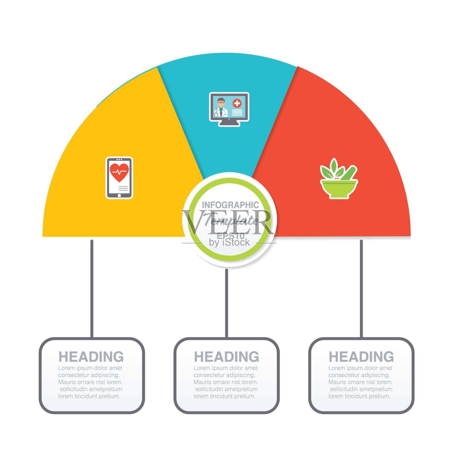 医疗保健图标在平面设计风格插画图片素材