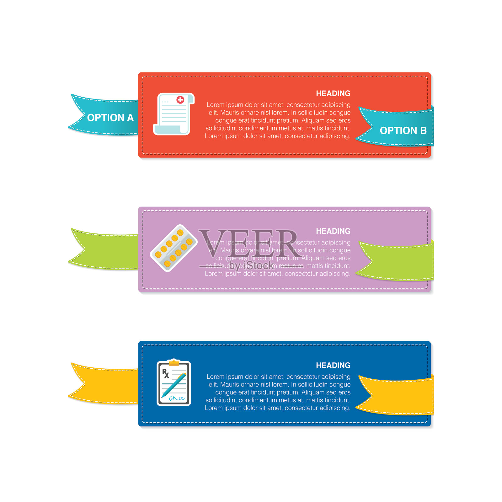 医疗保健图标在平面设计风格插画图片素材