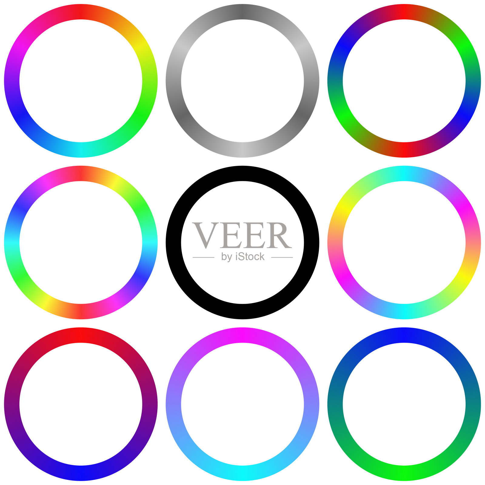 隔离梯度彩虹圆调色板集设计元素图片