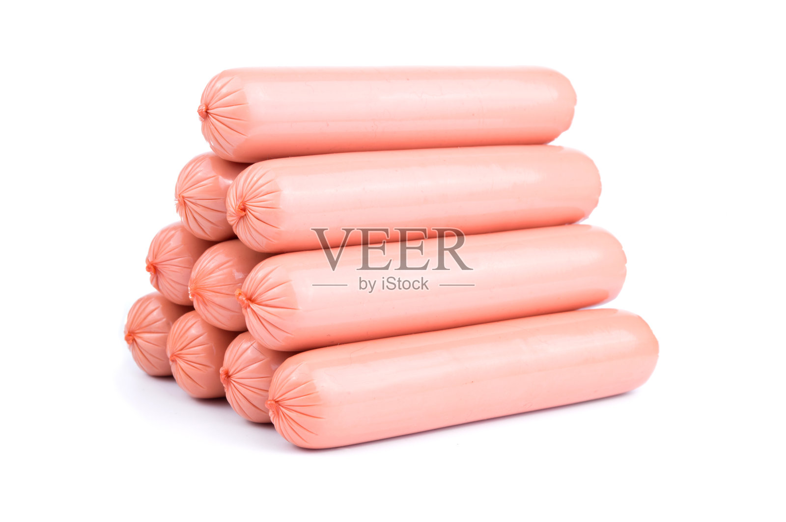 一组美味的煮香肠孤立在白色背景上照片摄影图片