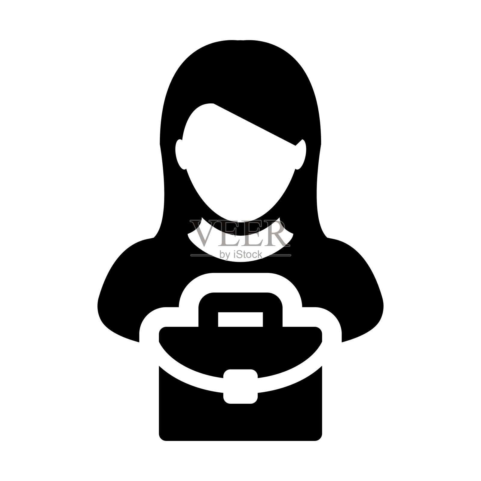 在象形文字中有公文包符号的人图标矢量商人侧面头像设计元素图片