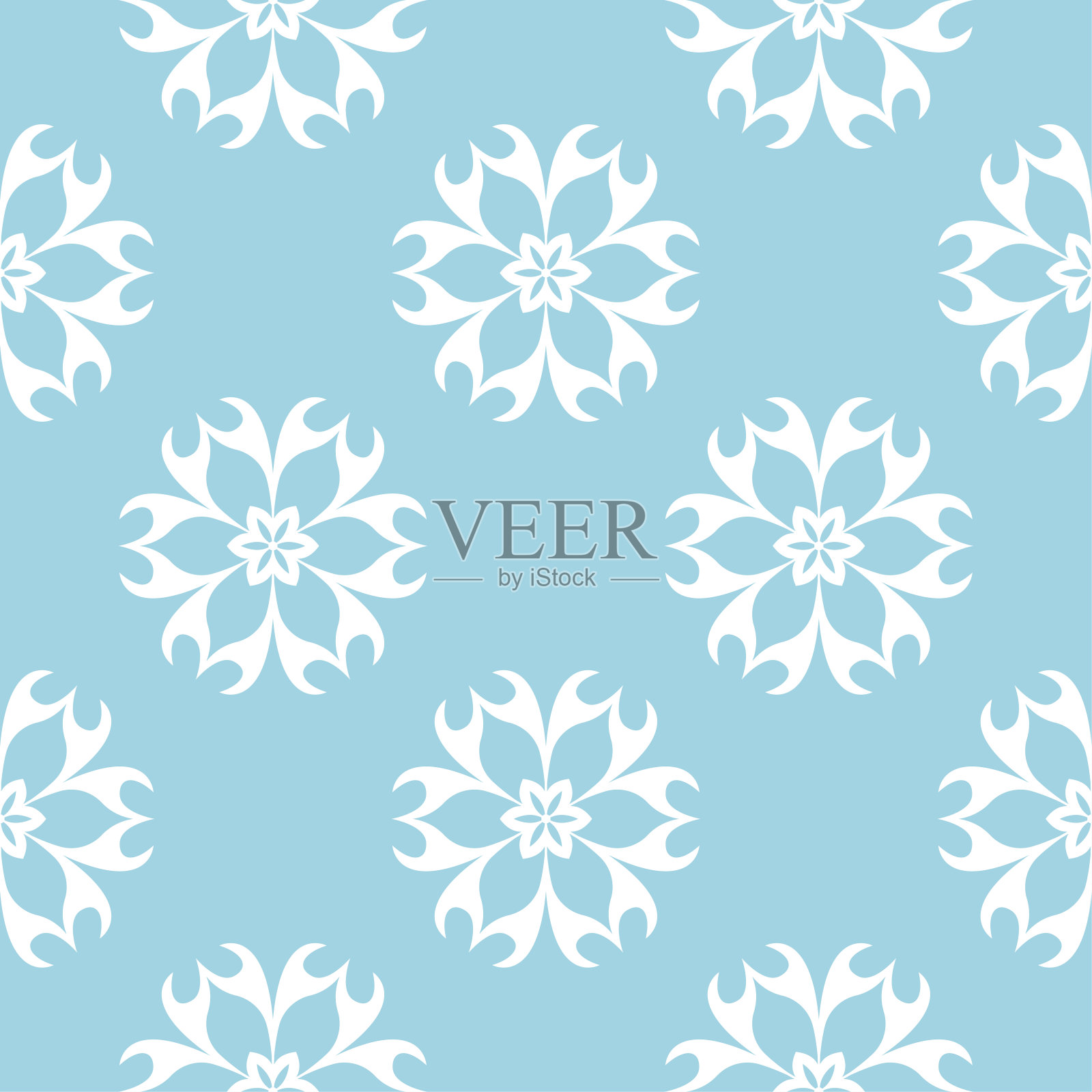 蓝白花无缝图案插画图片素材