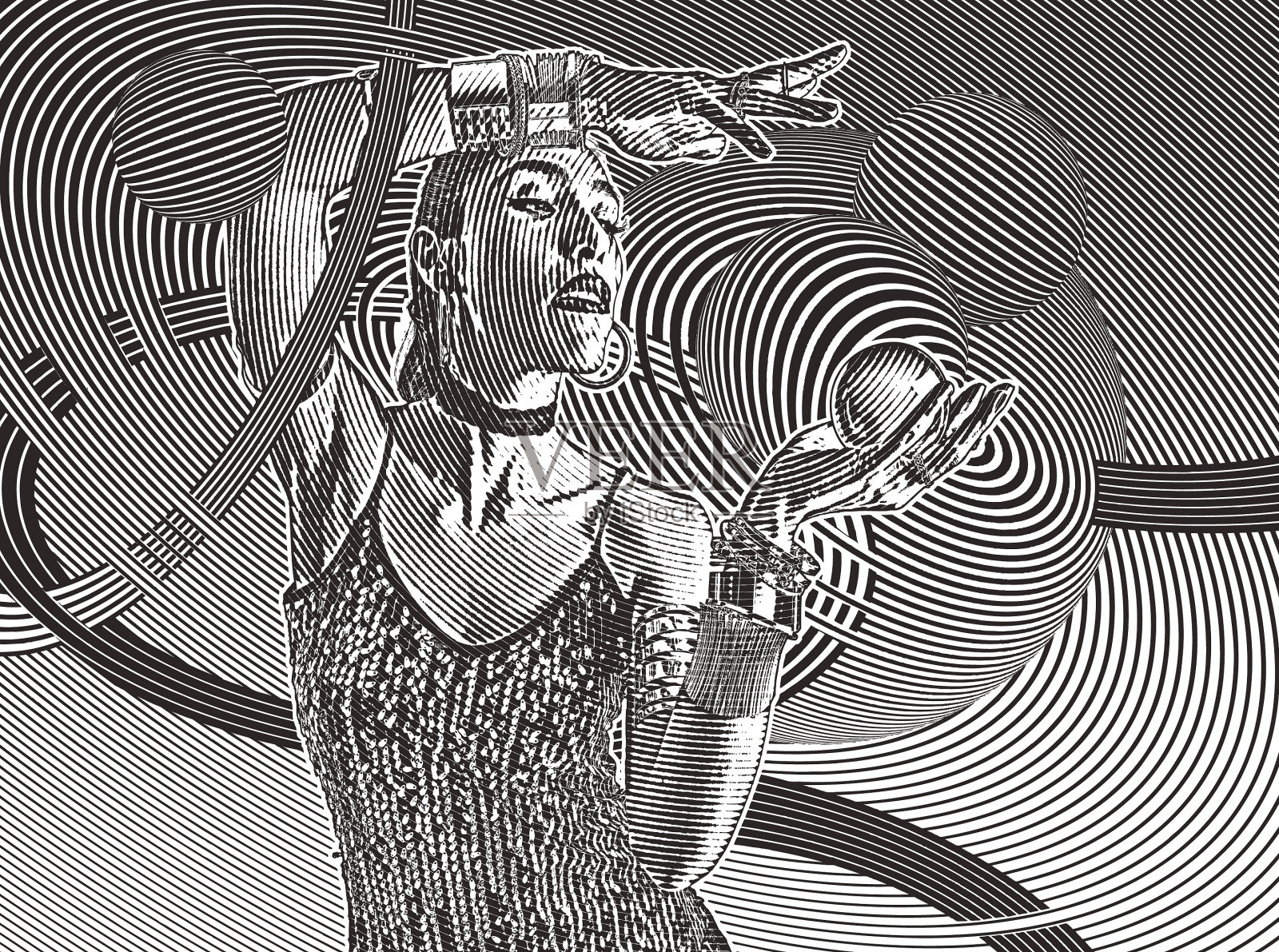 美丽的西班牙算命师和水晶球插画图片素材