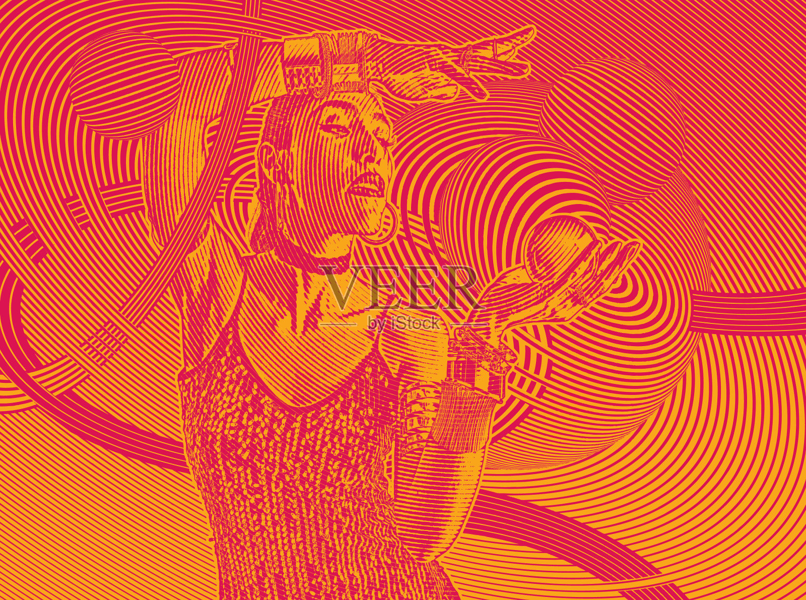 美丽的西班牙算命师和水晶球插画图片素材