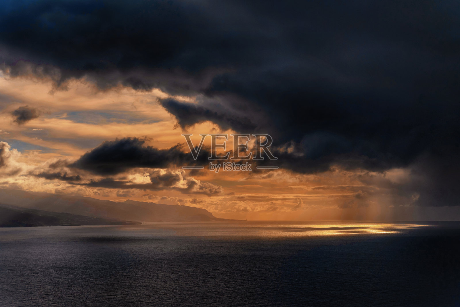 日落和海洋照片摄影图片