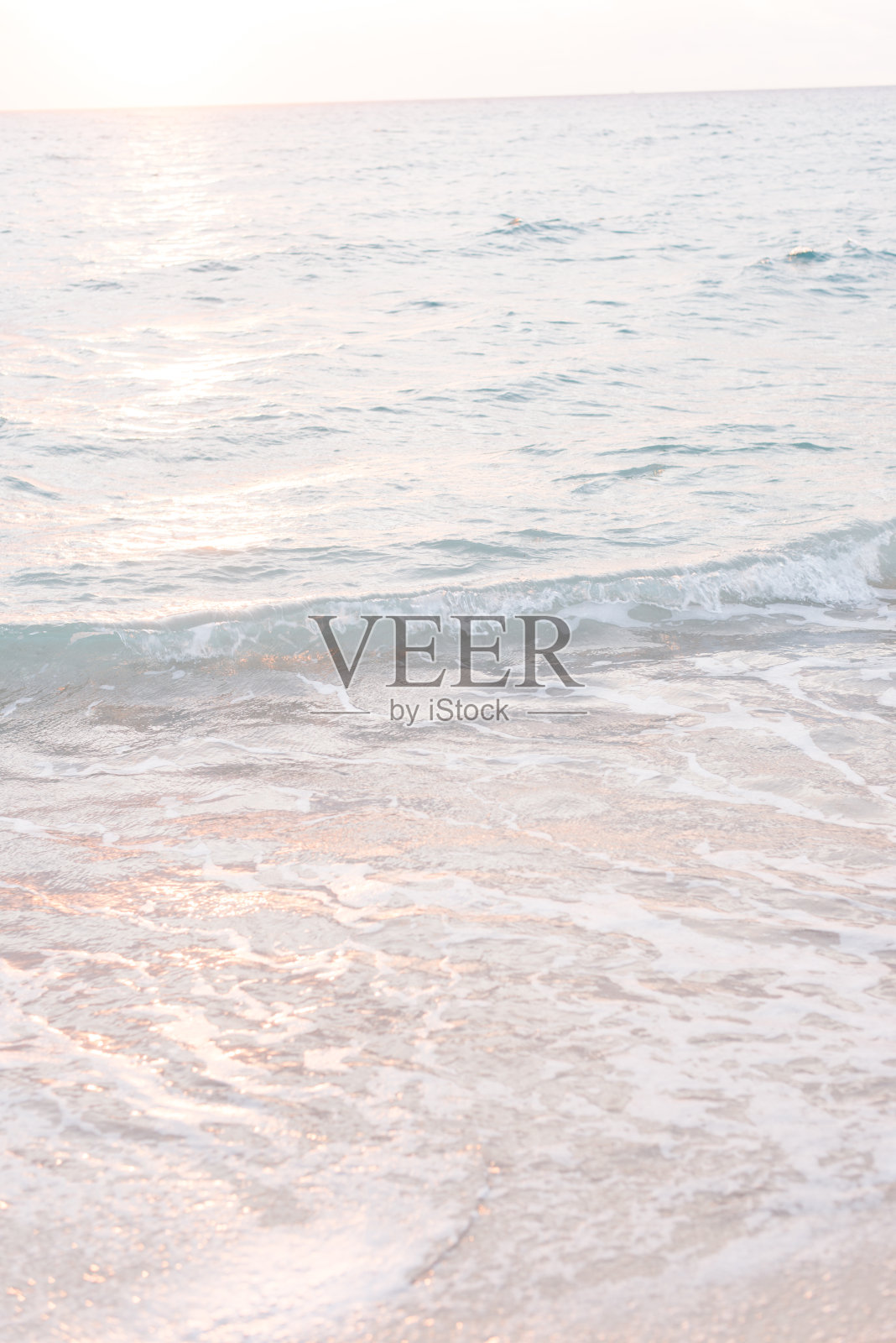 柔和的蓝色海浪在棕榈滩的岸边照片摄影图片