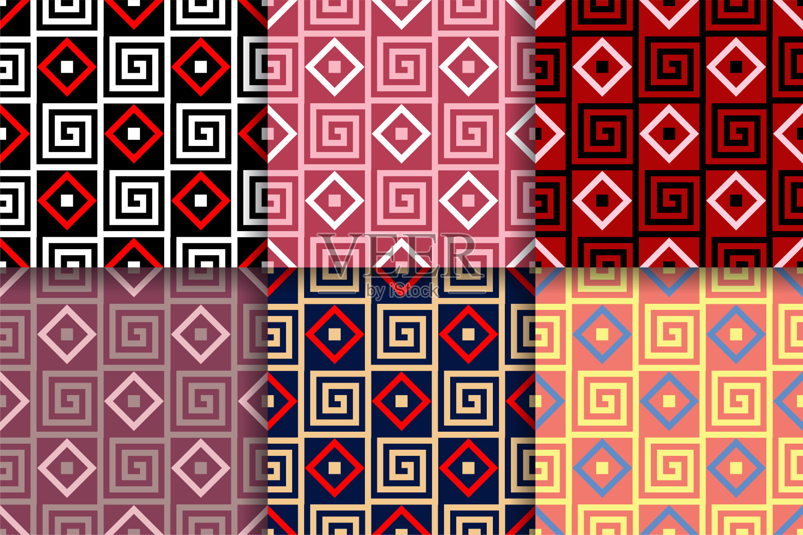 从几何形状无缝图案的颜色组插画图片素材