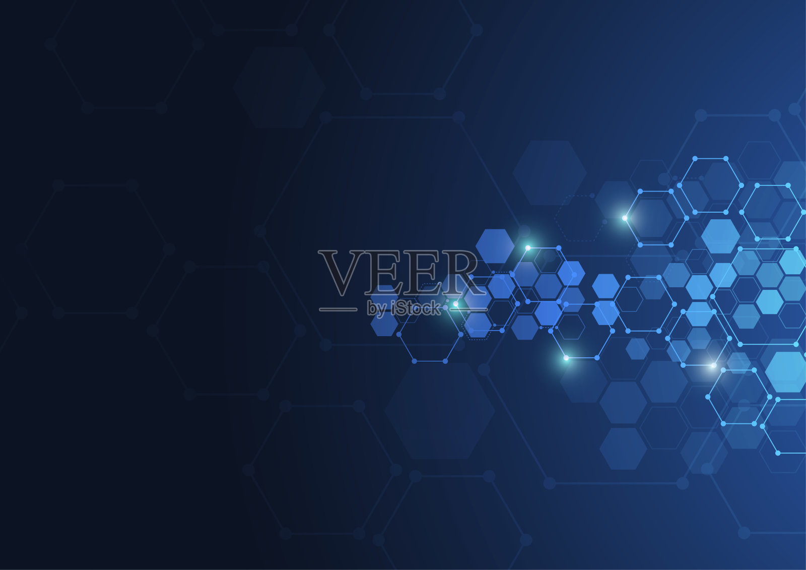 摘要六方分子结构具有技术背景和科学风格。医疗设计。矢量图插画图片素材