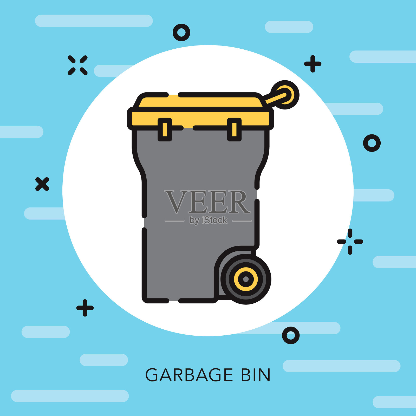 垃圾桶打开轮廓清洁用品图标设计元素图片