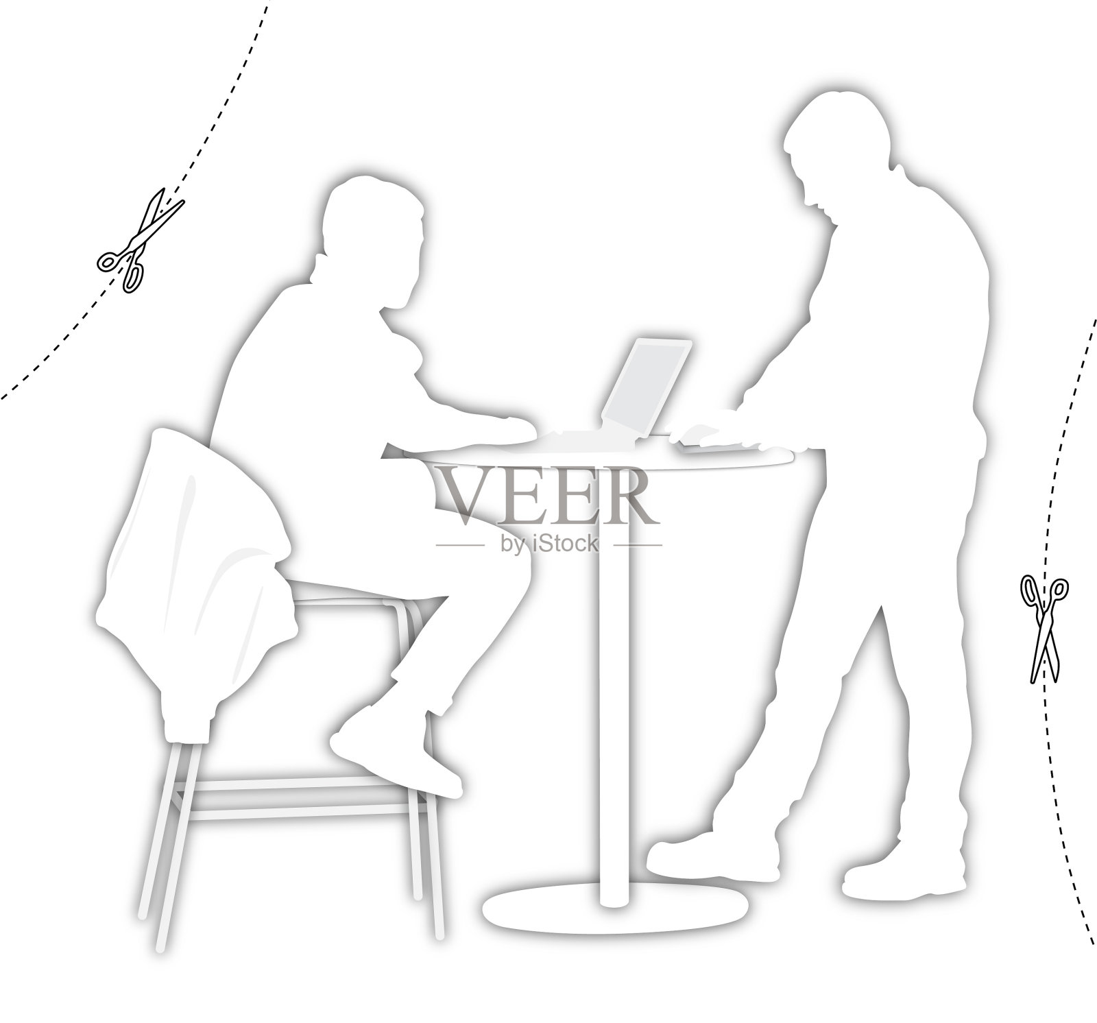 纸工艺学习剪影插画图片素材