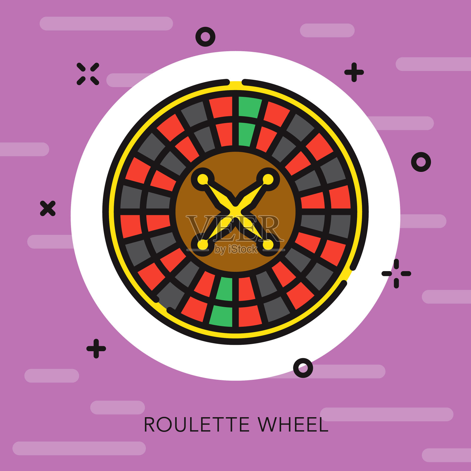 轮盘赌开放轮廓赌场图标插画图片素材