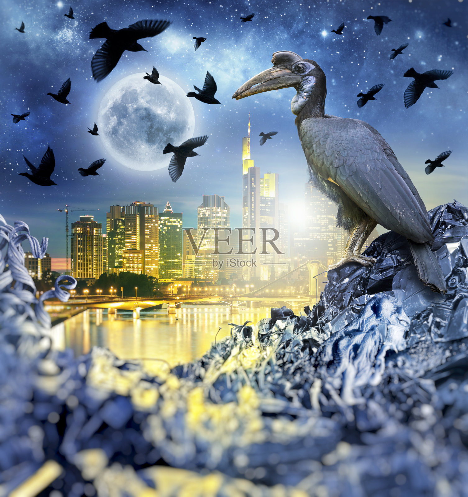 法兰克福，德国，晚上的世界末日照片摄影图片