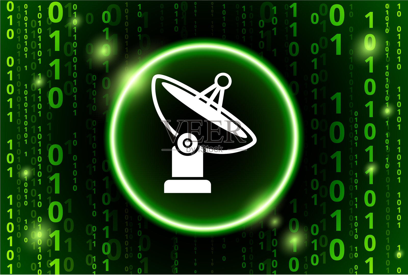 卫星碟形天线二进制码矢量模式背景插画图片素材