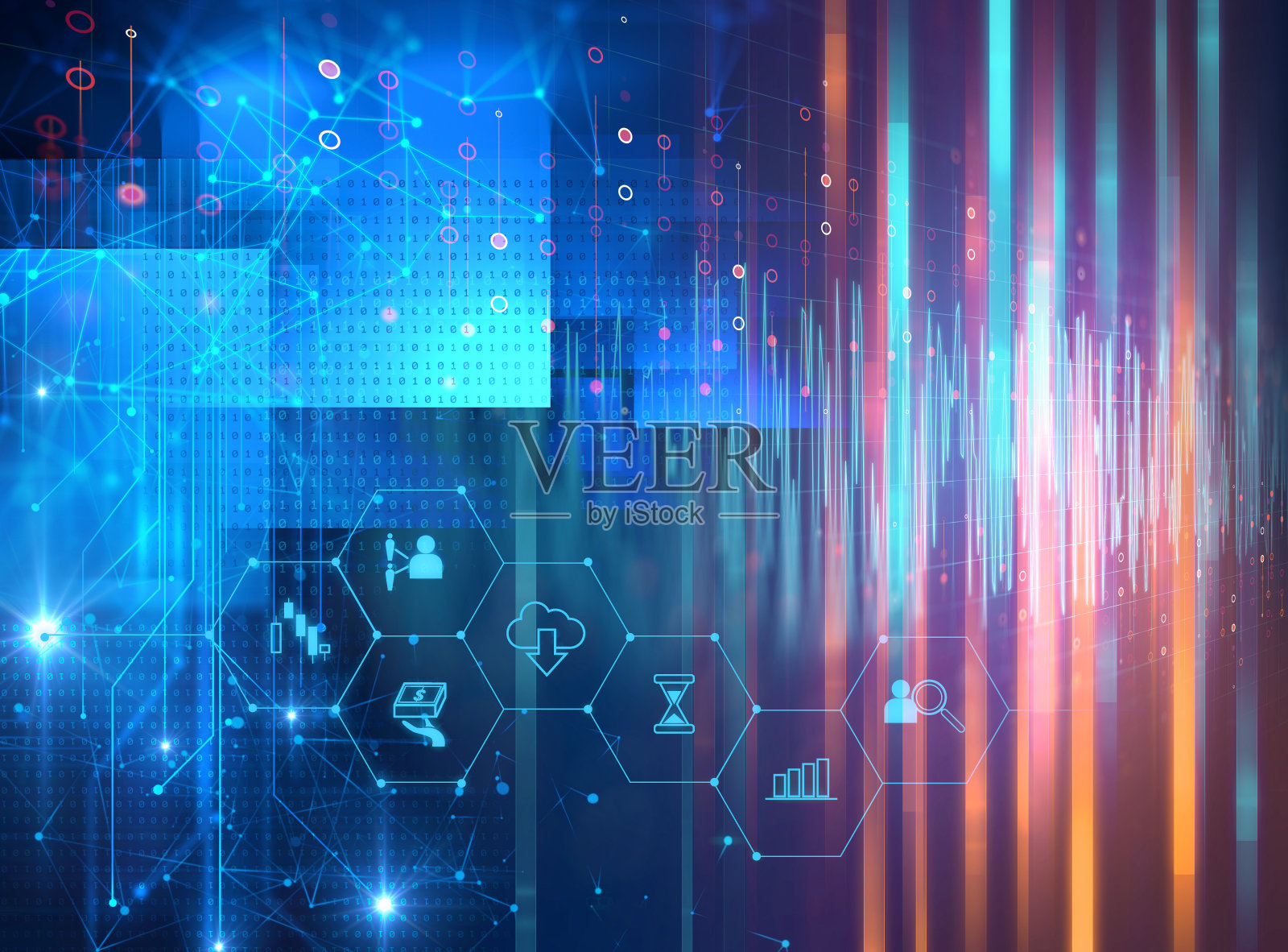 抽象金融科技背景下的金融科技图标。照片摄影图片