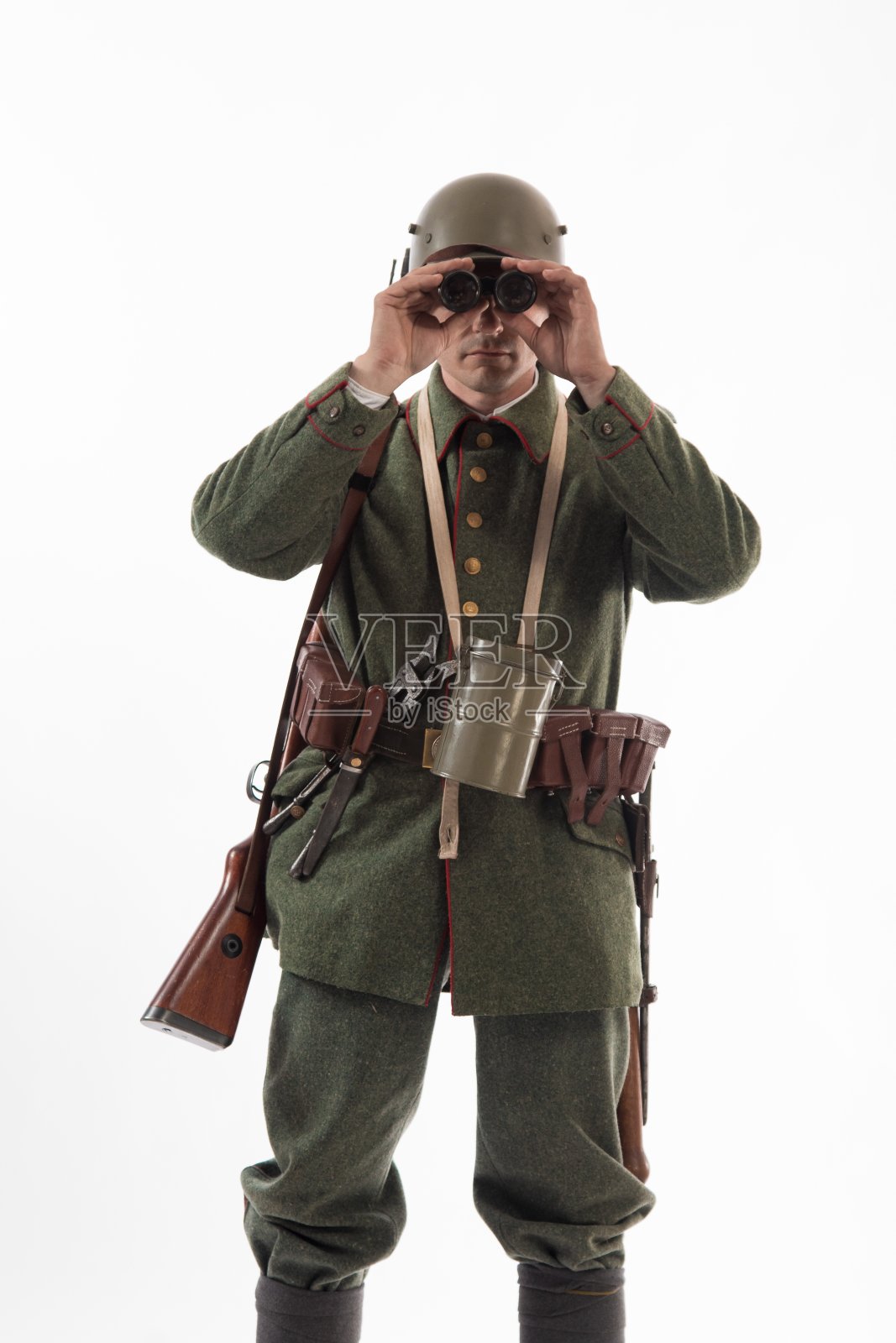 一战时期装扮的德国步兵演员照片摄影图片