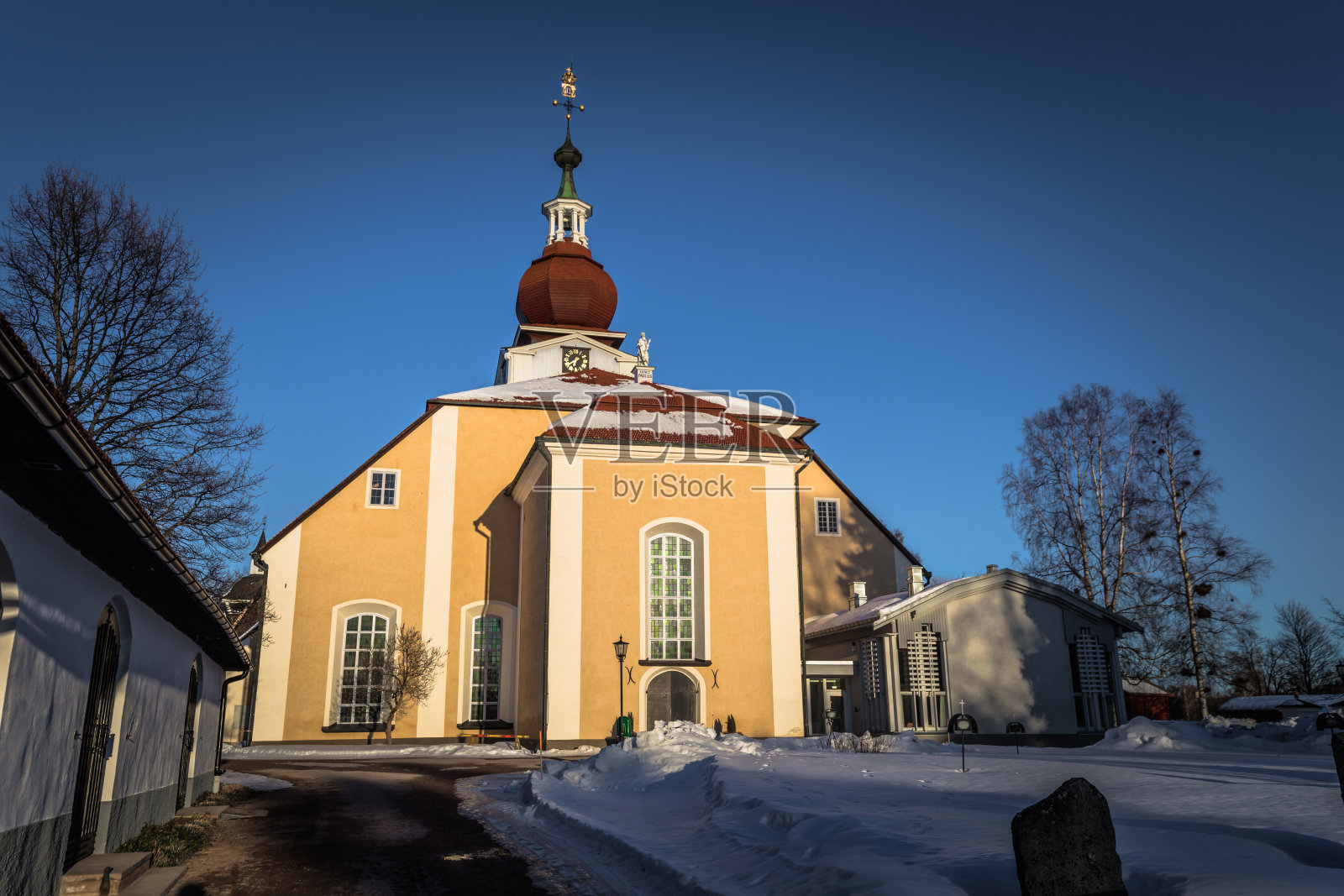 2018年3月30日，瑞典达拉那勒克桑镇的教堂照片摄影图片