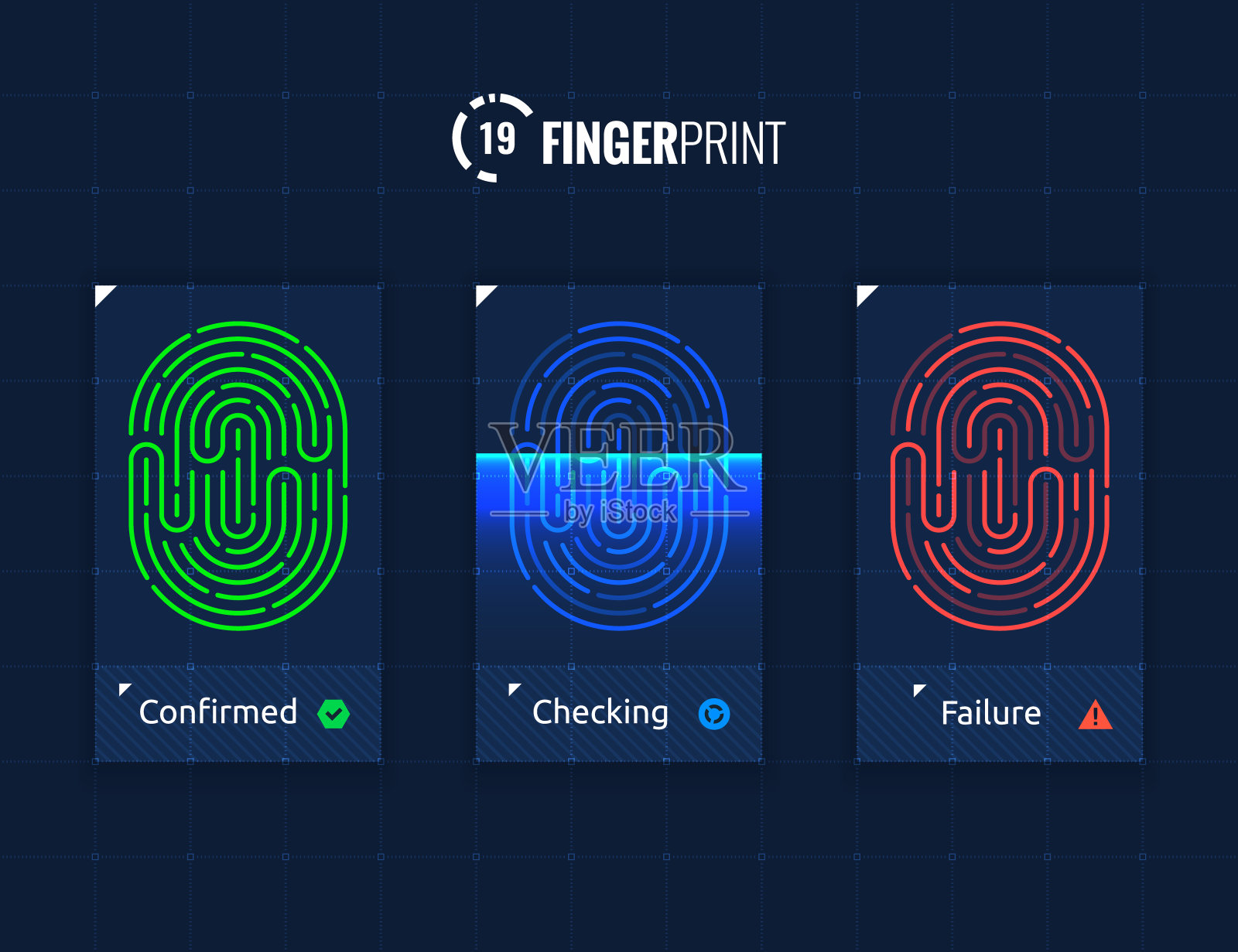 指纹扫描技术图标插画图片素材