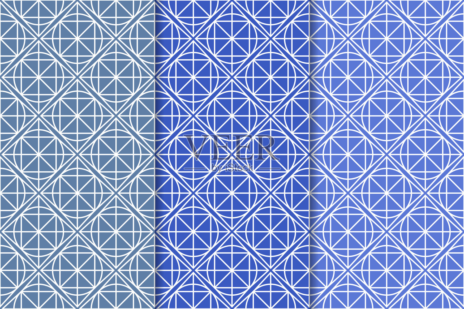 蓝色几何无缝图案插画图片素材