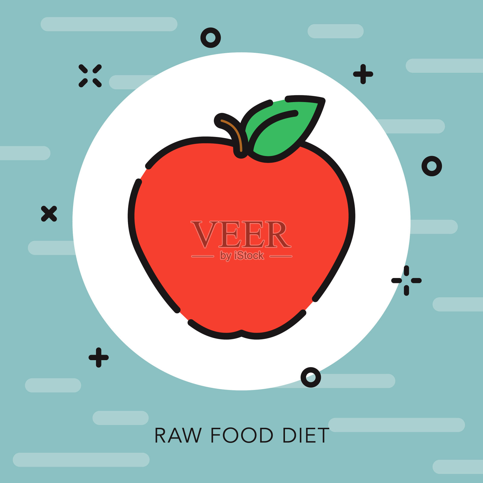 苹果开放轮廓自然疗法图标插画图片素材