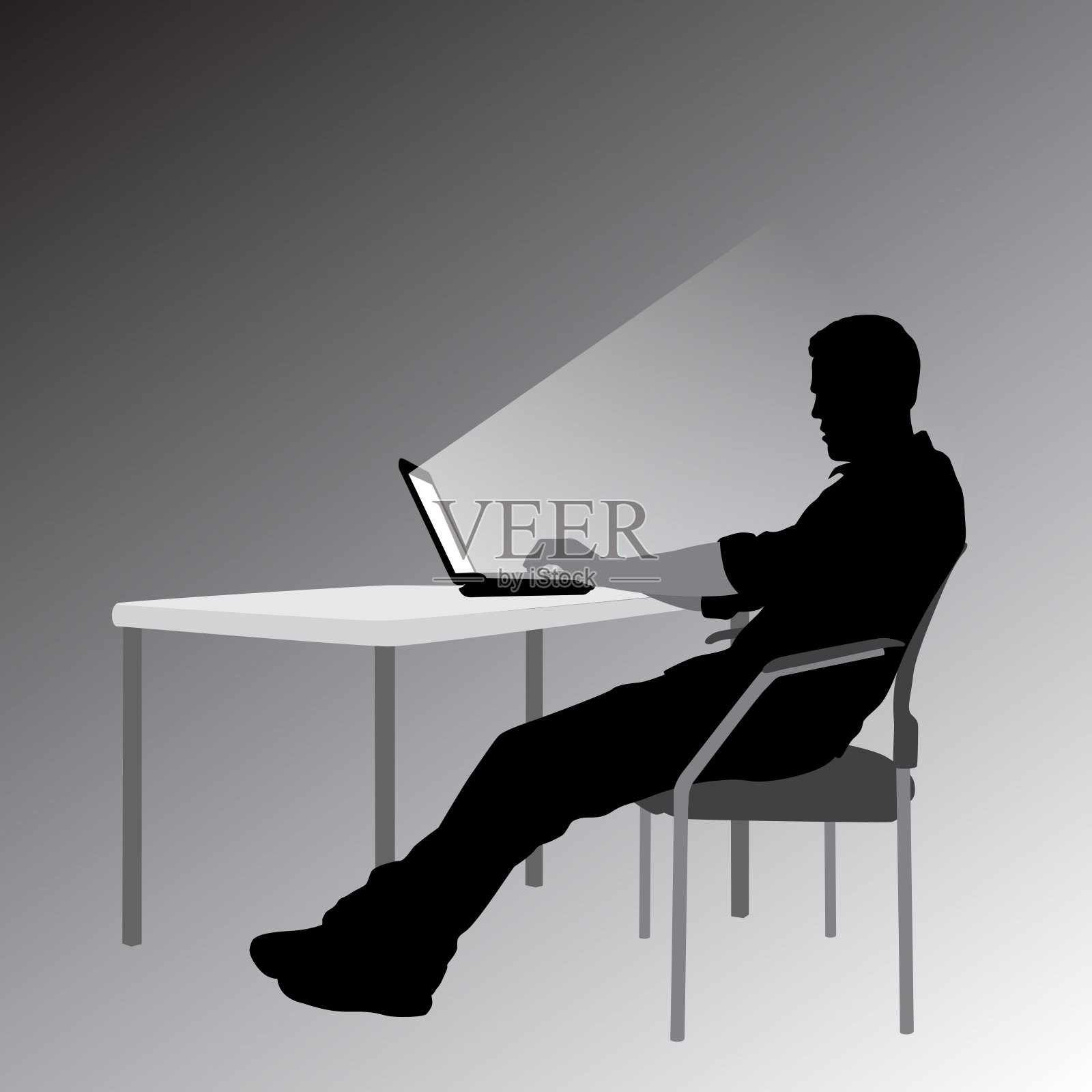 眼疲劳的笔记本电脑插画图片素材