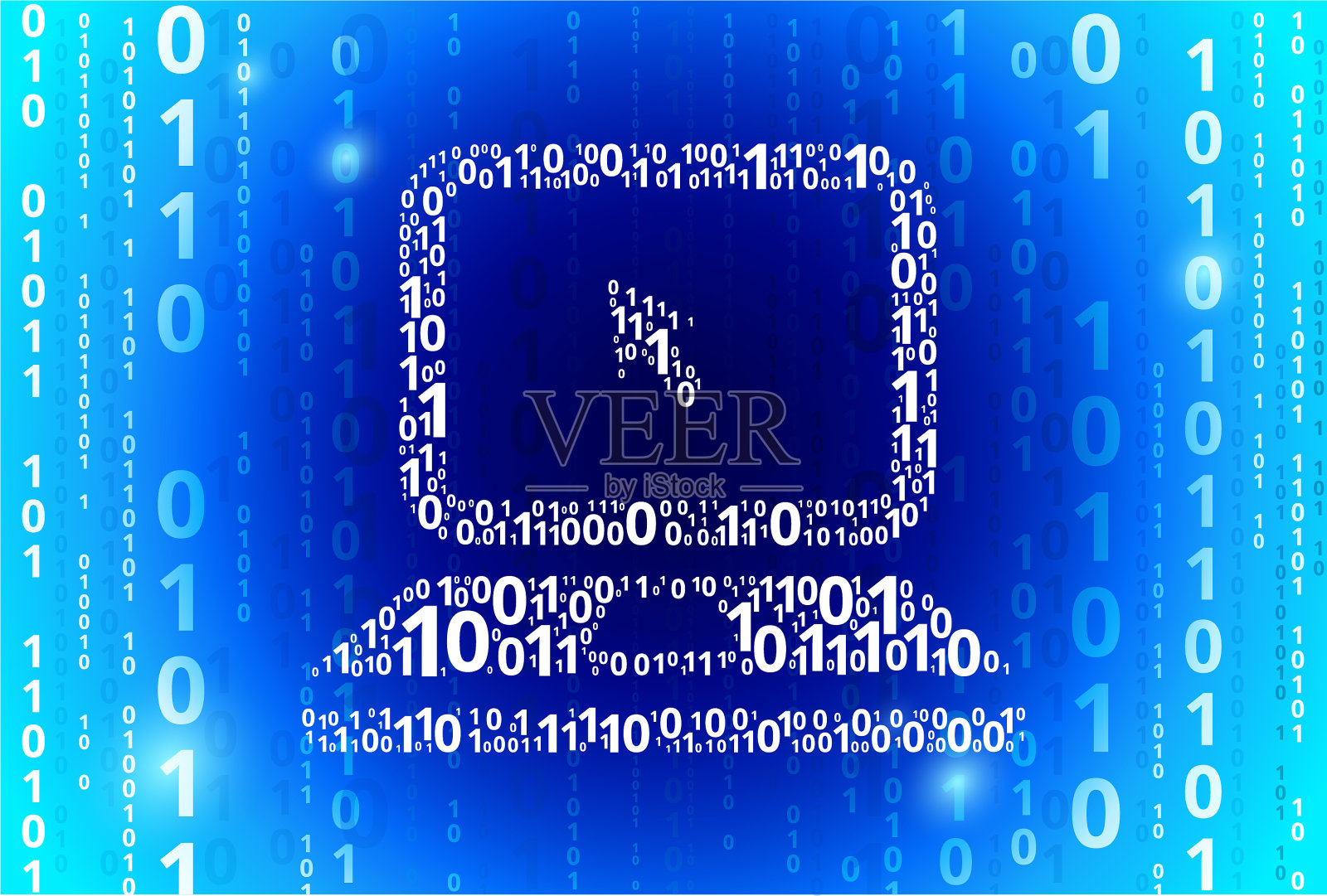 笔记本电脑二进制代码蓝色矢量图案背景设计元素图片