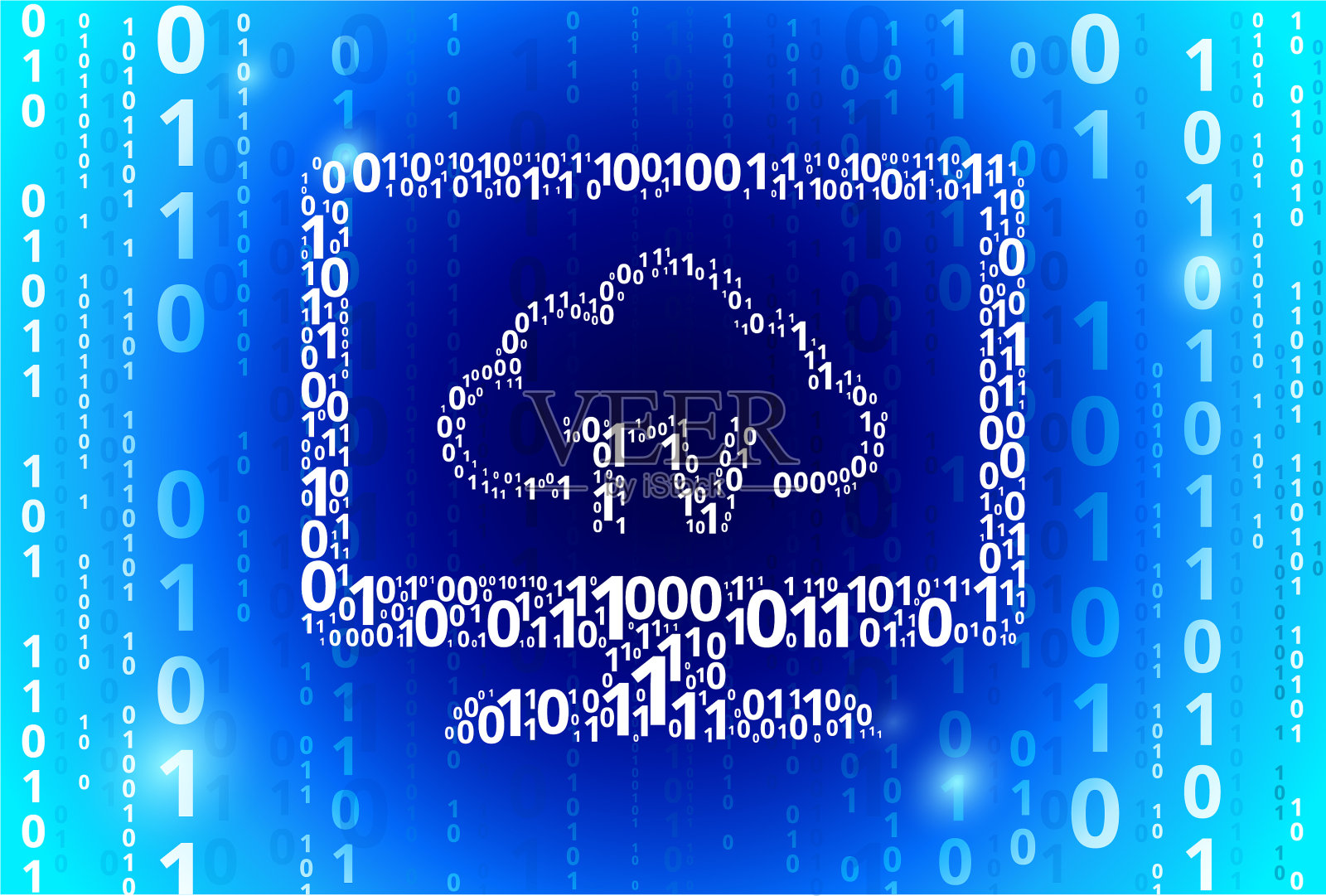 电视云计算二进制码蓝色矢量模式背景插画图片素材