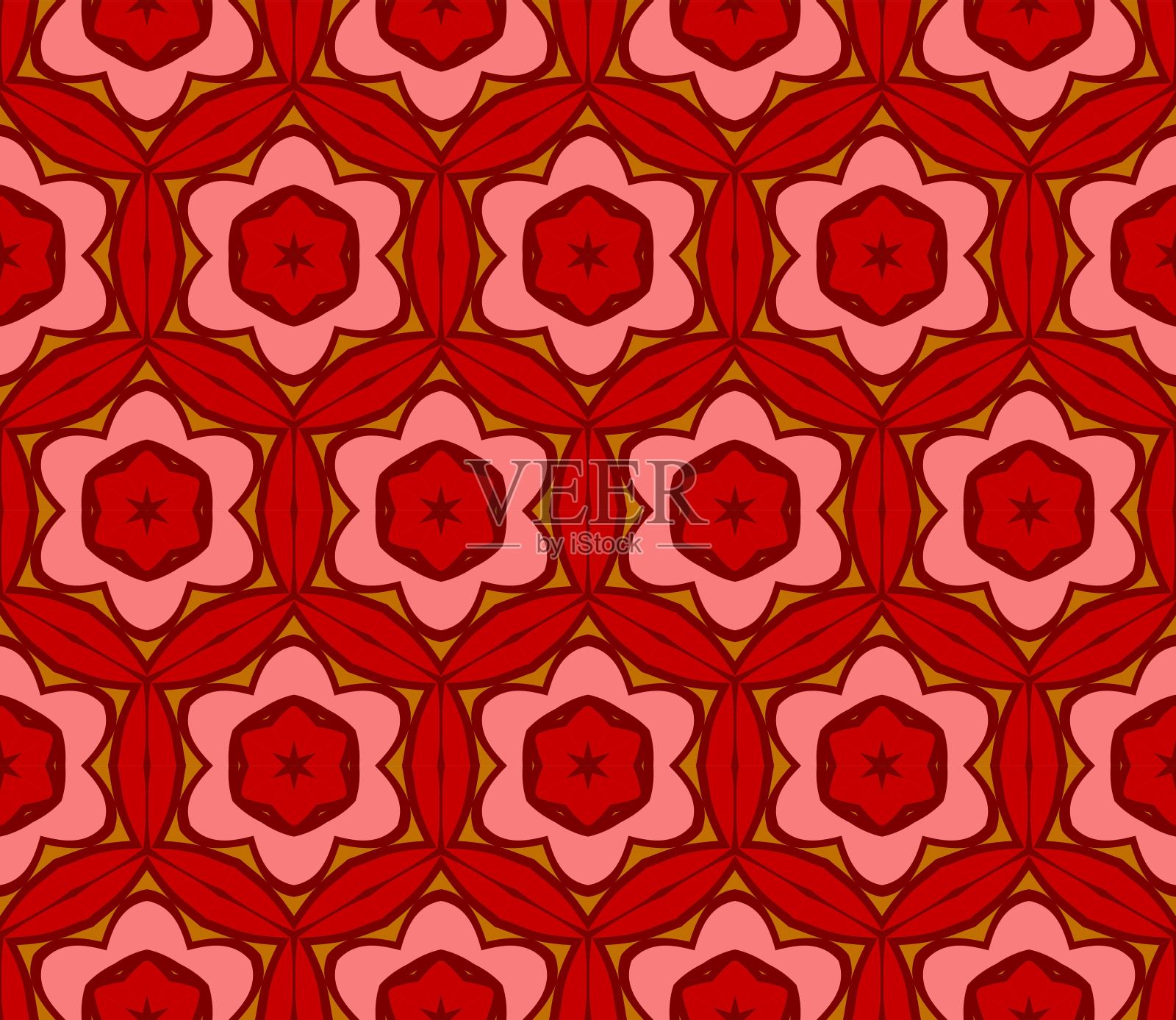 图案的抽象几何花。无缝的矢量图。用于设计贺卡、背景、壁纸、室内设计插画图片素材