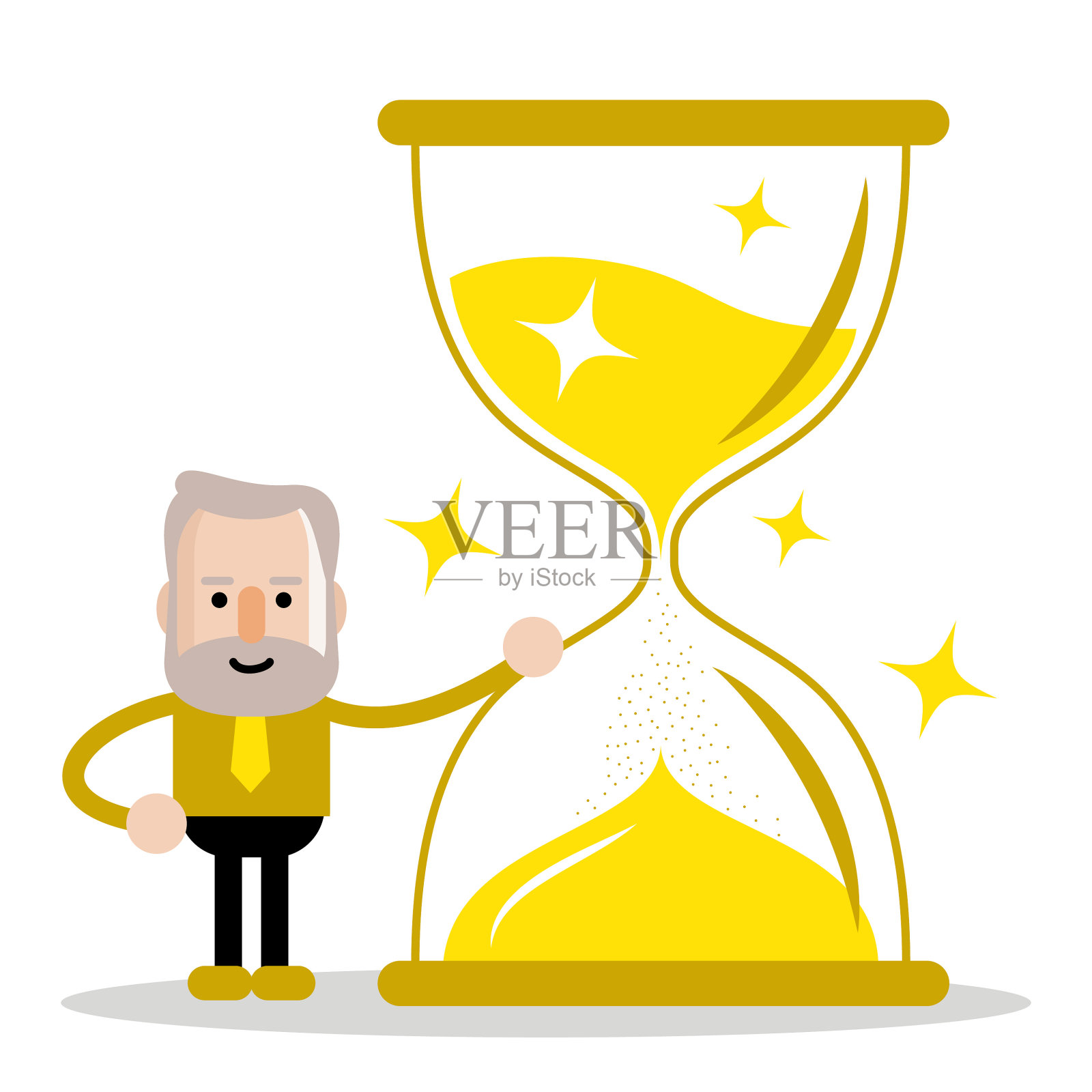 积极健康的生活方式资深商人沙漏沙钟插画图片素材