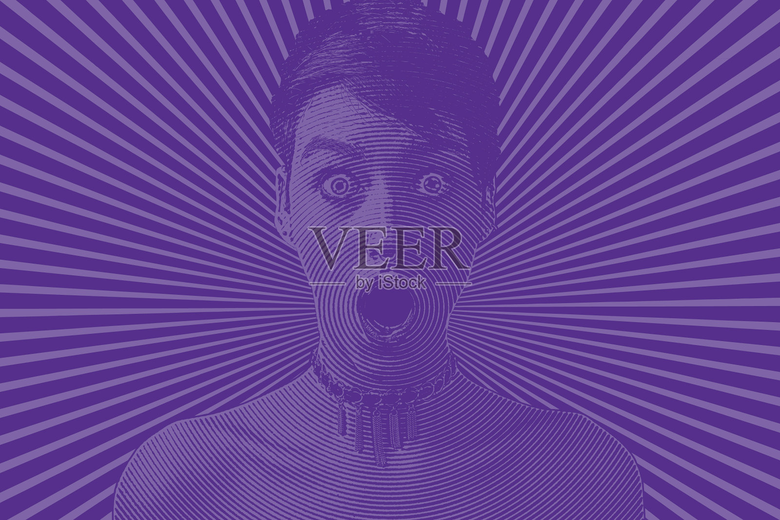 脸上带着震惊的表情和半色调的表情插画图片素材