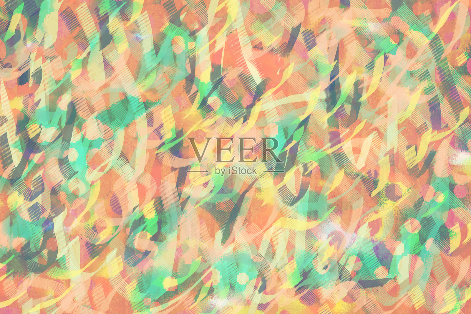 黄色，粉色和蓝色油漆在棕色纹理背景插画图片素材