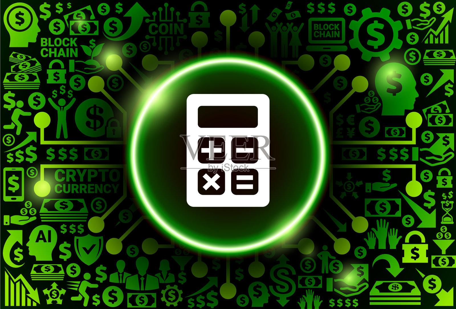 货币和加密货币背景计算器图标插画图片素材