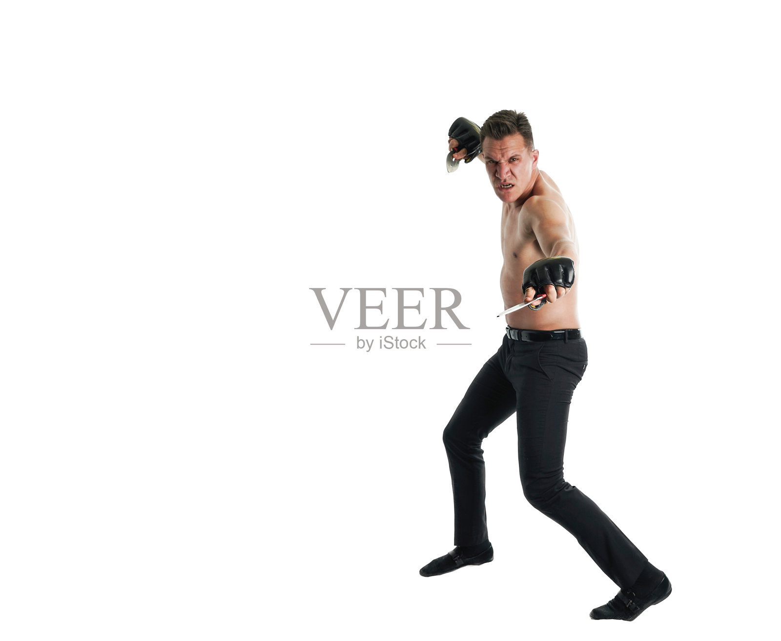 男子用刀威胁照片摄影图片