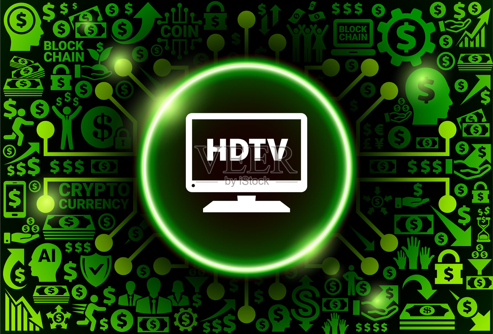 货币和加密货币背景高清电视图标插画图片素材