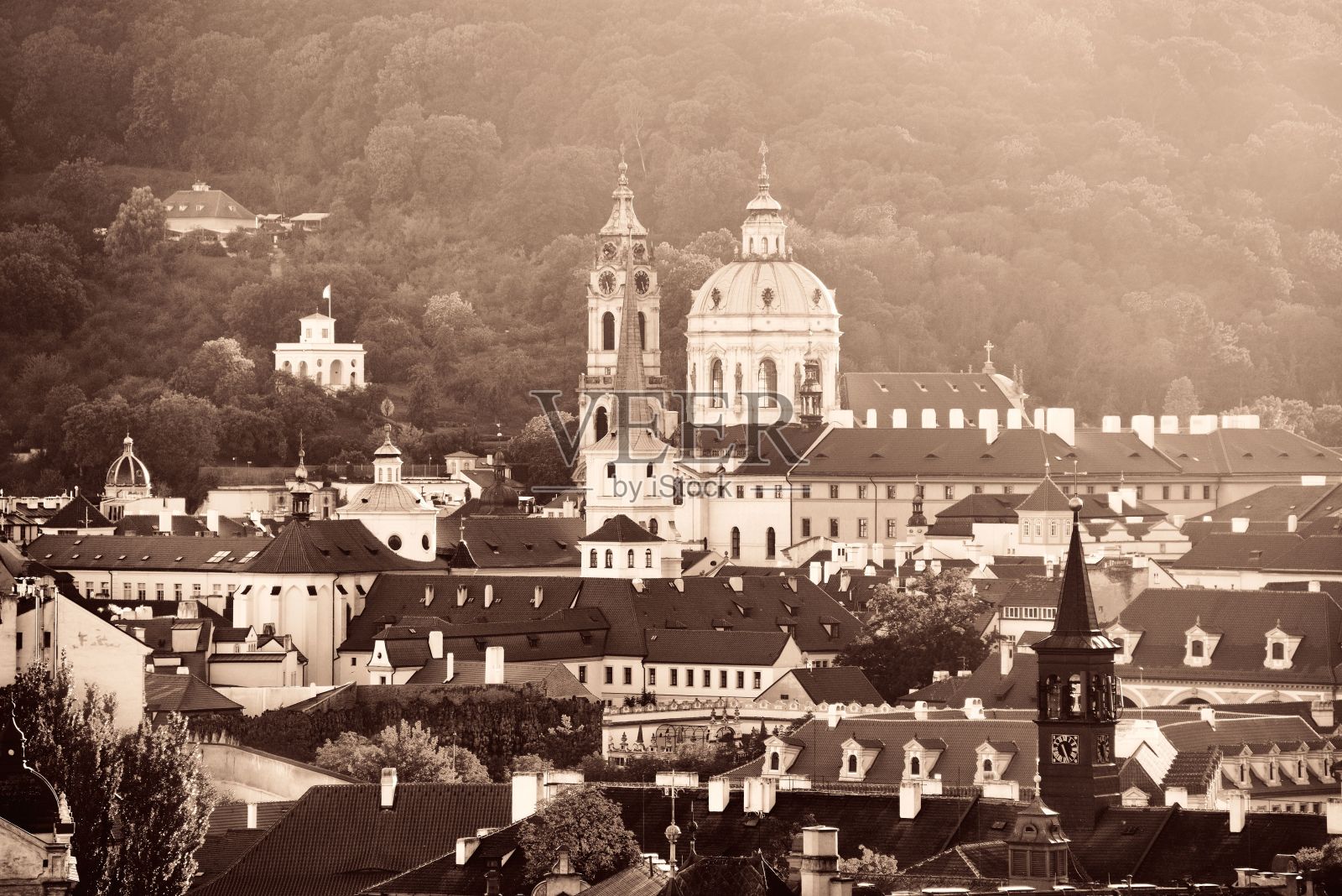 布拉格天际线屋顶观景圆顶照片摄影图片