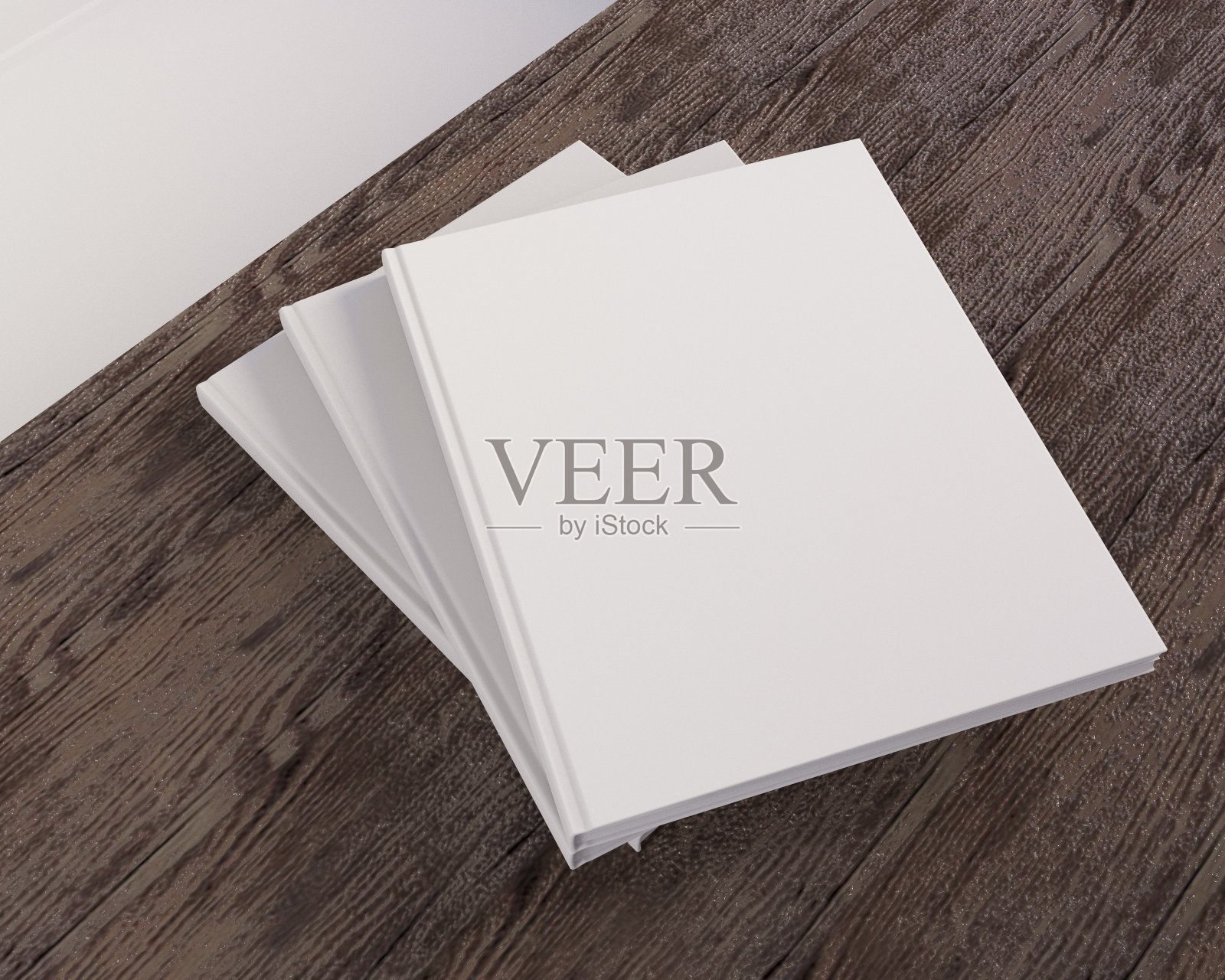 空白目录，杂志，书籍模型上的木材背景3d插图照片摄影图片