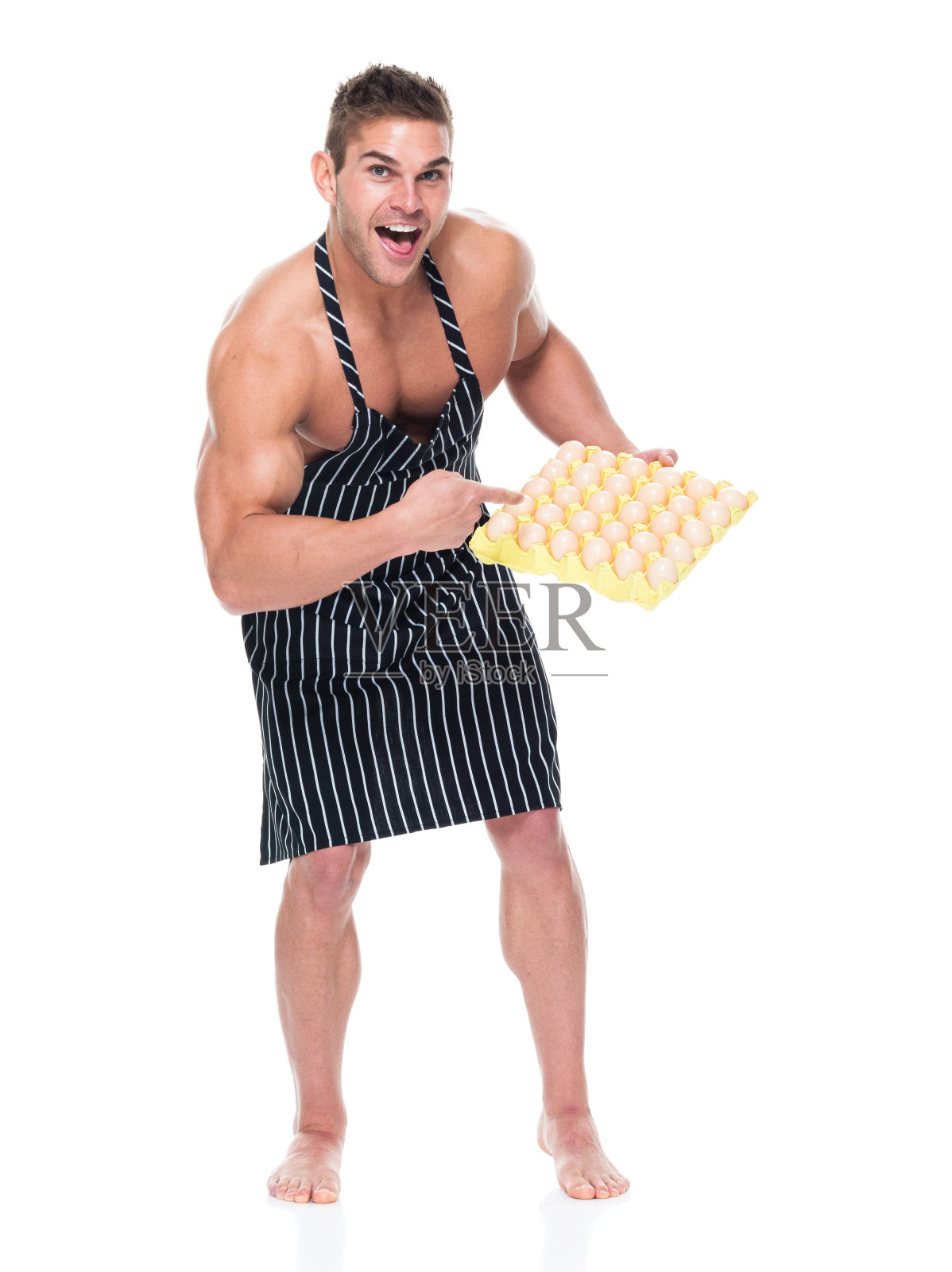 赤膊男厨师照片摄影图片